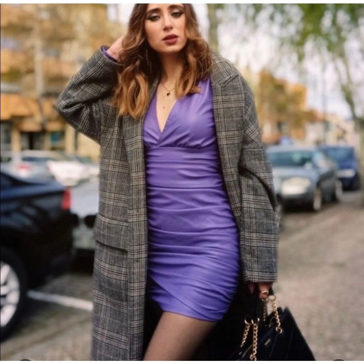 Zara ZARA BLOGGER FAVORITE FAUX LEATHER DRESS PURPLE Size M / US 6-8 / IT 42-44 - 1 Thumbnail