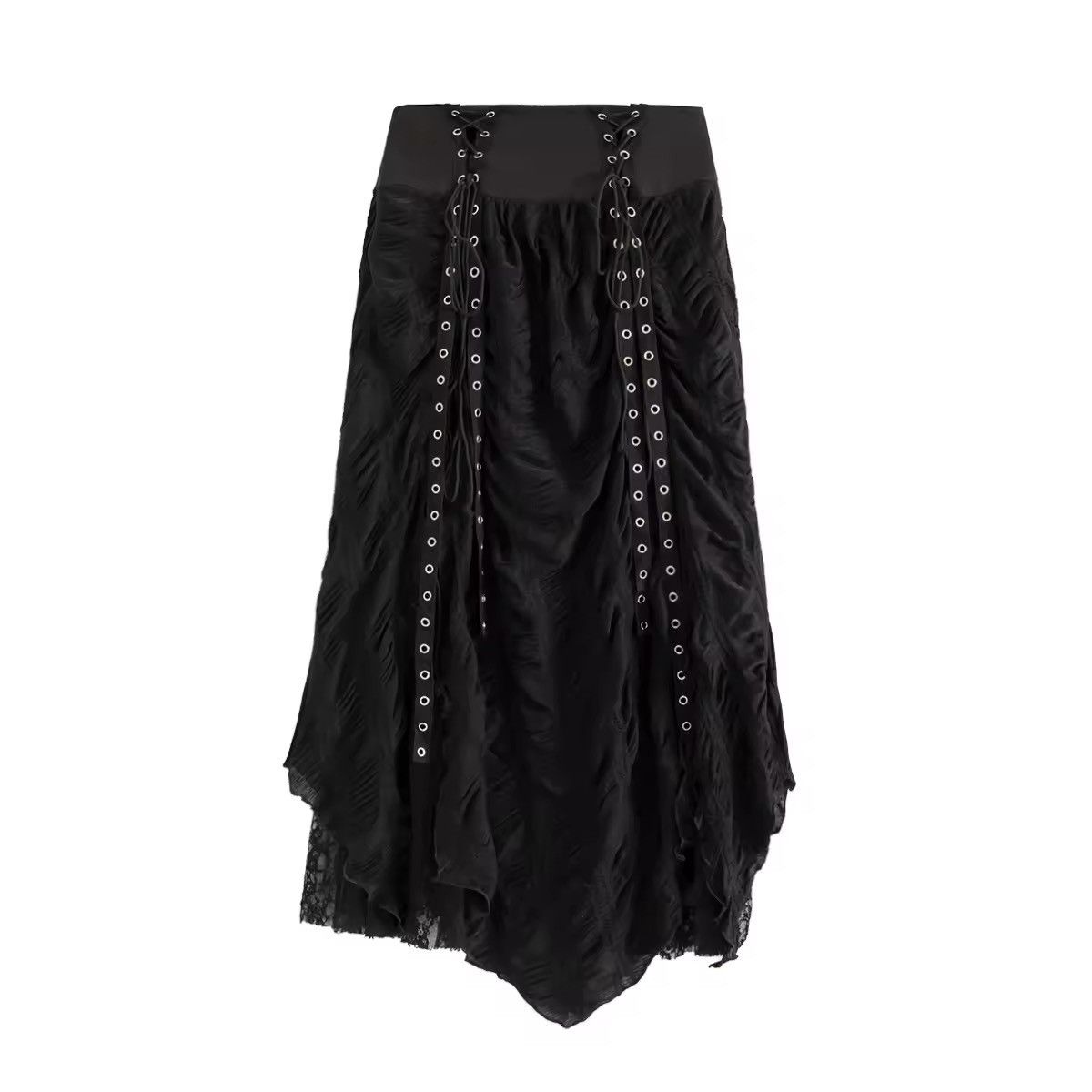Other Y2k Gothic Punk Bandage Mesh Patchwork Irregular Maxi Skirt Size 29" - 5 Thumbnail
