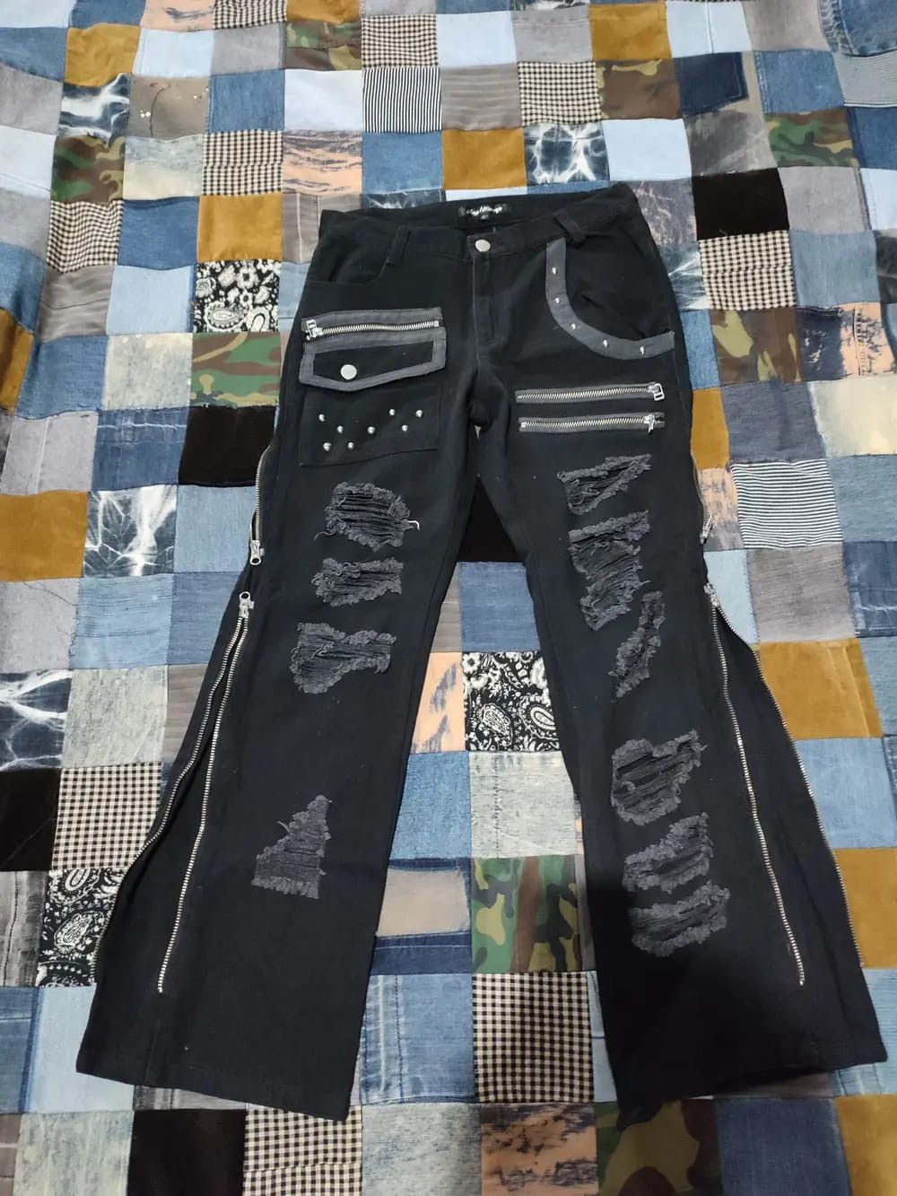 Japanese Brand Sex Pot Revenge Distressed Punk Zipper Pants Size US 29 - 2 Thumbnail