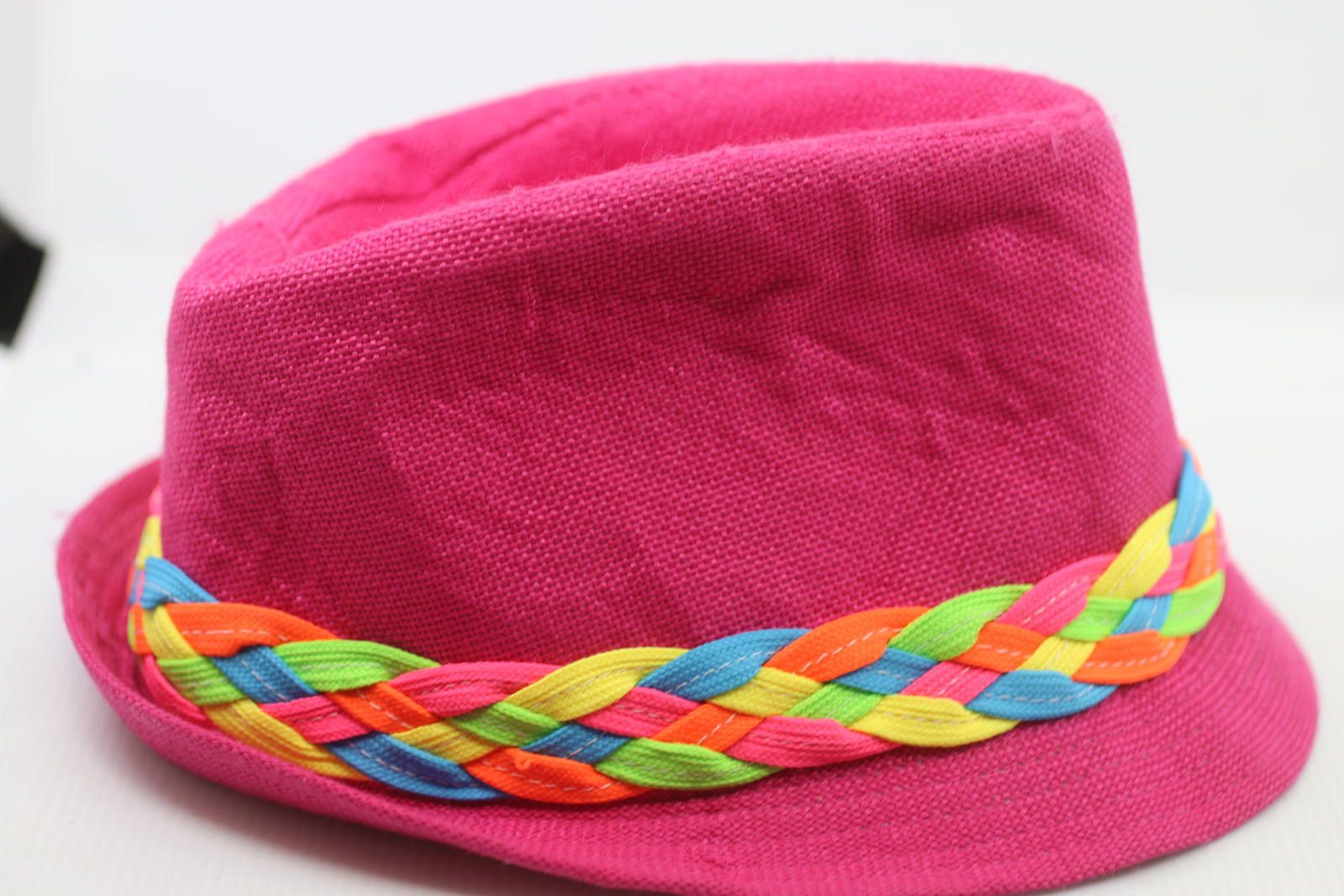 Other Hello Kitty Pink Fedora Hat with Multicolour Braided Band Size ONE SIZE - 2 Thumbnail