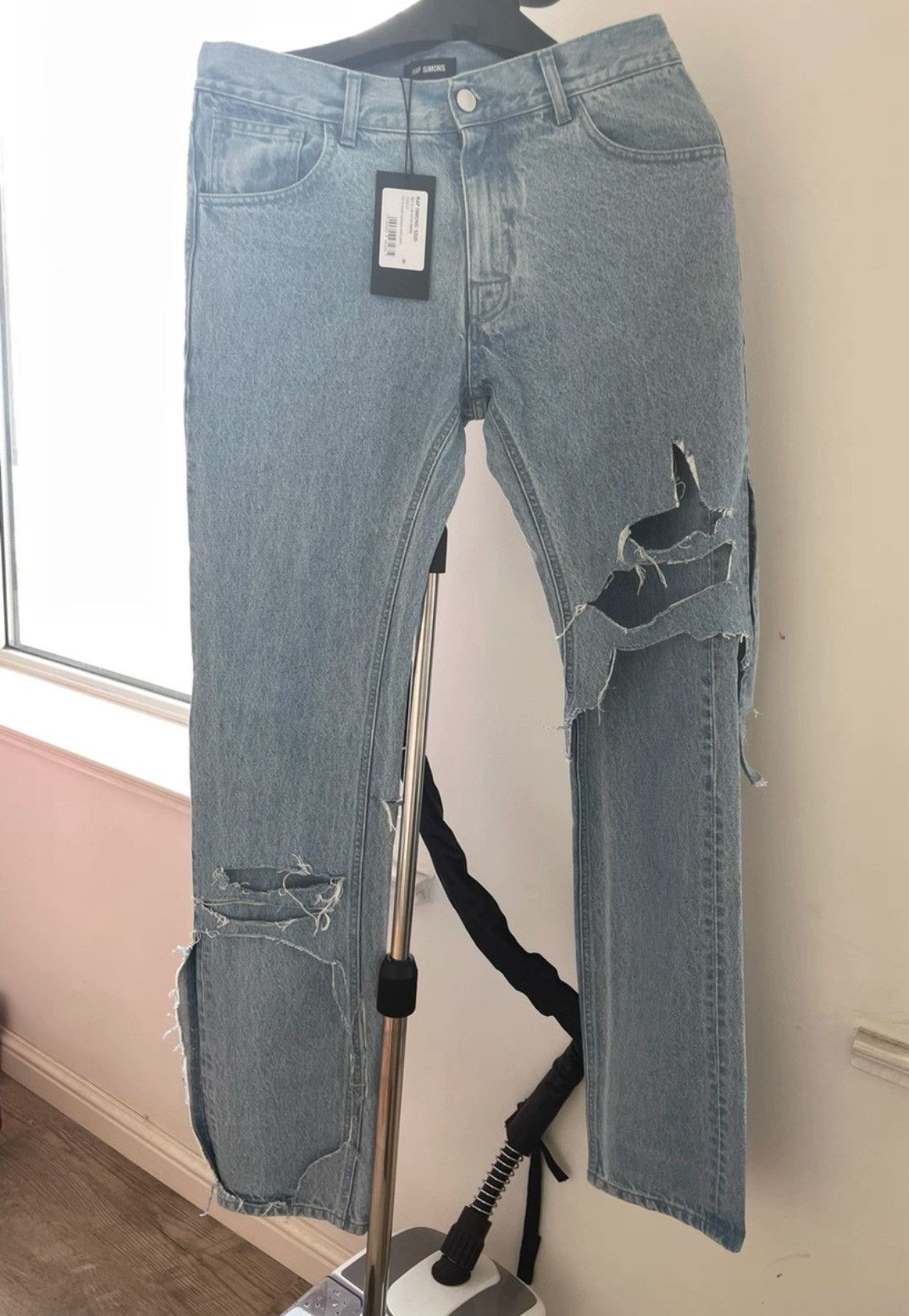 Raf Simons Destroyed Double Layer Denim Pants | Grailed