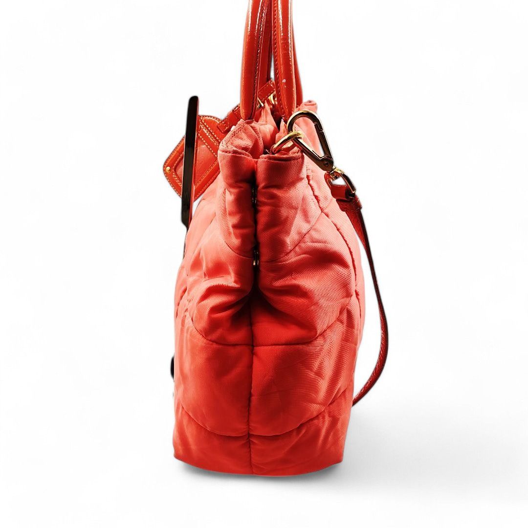 Prada Prada - Bomber Tessuto 2way Handbag Orange Pink Nylon Size ONE SIZE - 3 Thumbnail