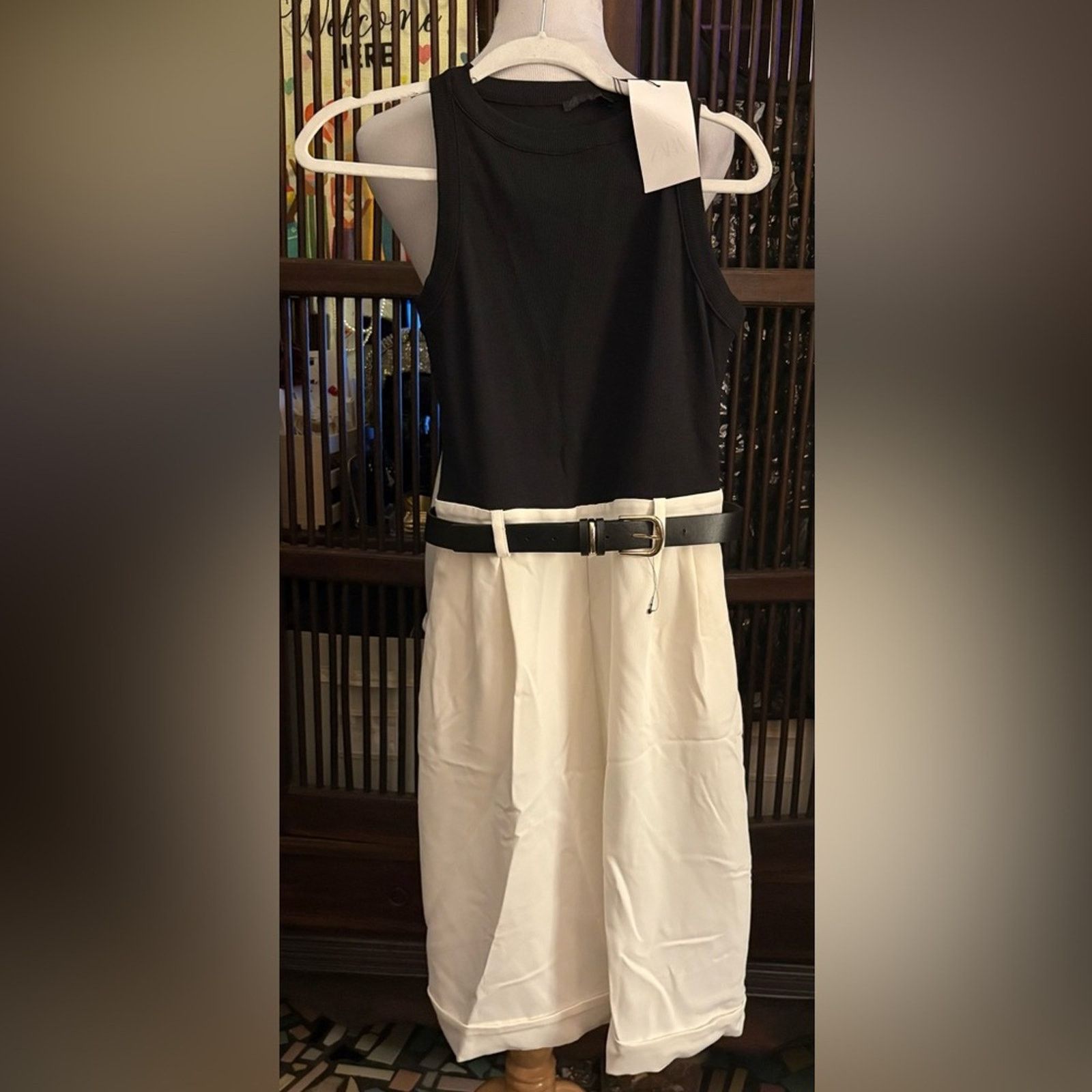 Zara Nwt- Zara- Belted Contrast Jumpsuit- L Size 32" / US 10 / IT 46 - 3 Thumbnail