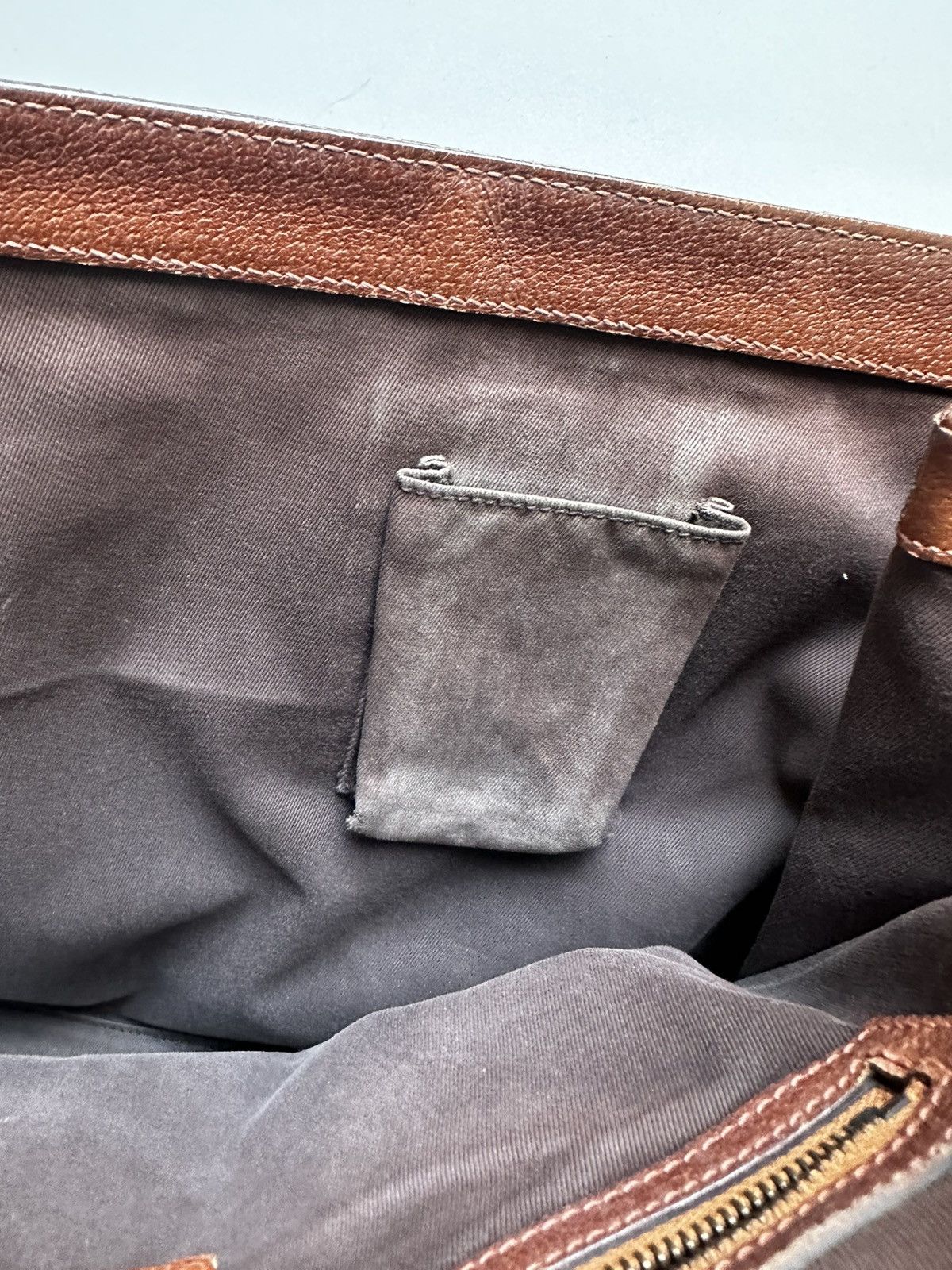 Vintage Vintage Gucci GG Logo Nailhead Tote Canvas Leather Tan Brown Size ONE SIZE - 13 Thumbnail