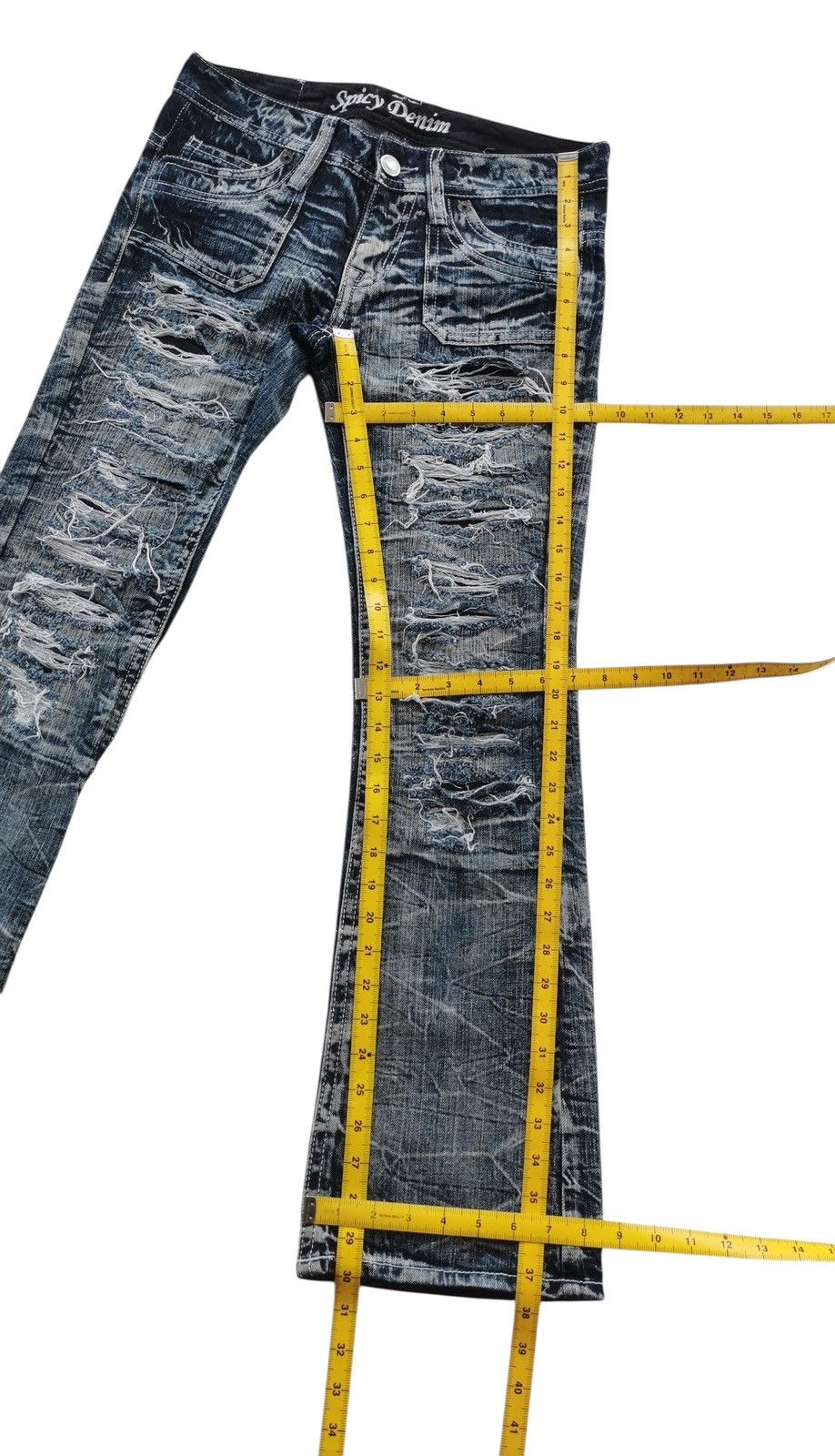 Theory Spice Denim Punk Jeans Flared Bootcuts Clawmark Whisker Boro Size 31" - 10 Thumbnail