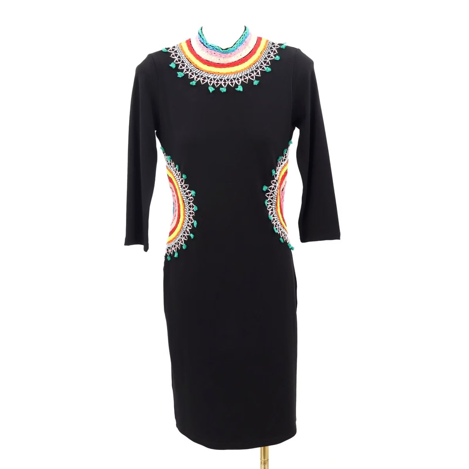 Alice + Olivia Alice + Olivia Bod Con Dress Women's Tamson Embroidered Cut Out Back Black Sz 6 NEW Size M / US 6-8 / IT 42-44 - 2 Thumbnail