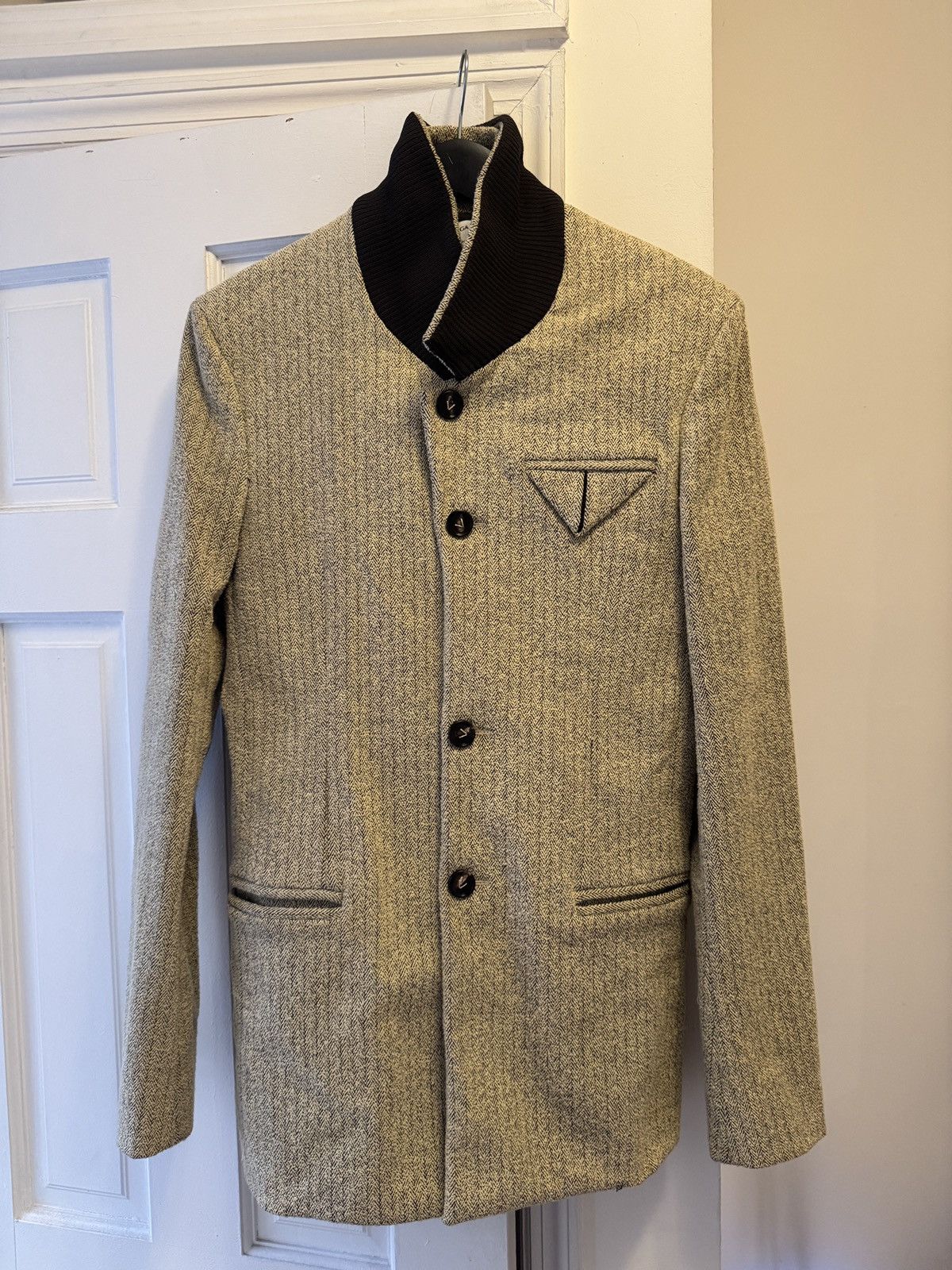 Bottega Veneta Salon 1 silk blend stretch herringbone blazer Size 46R - 3 Thumbnail
