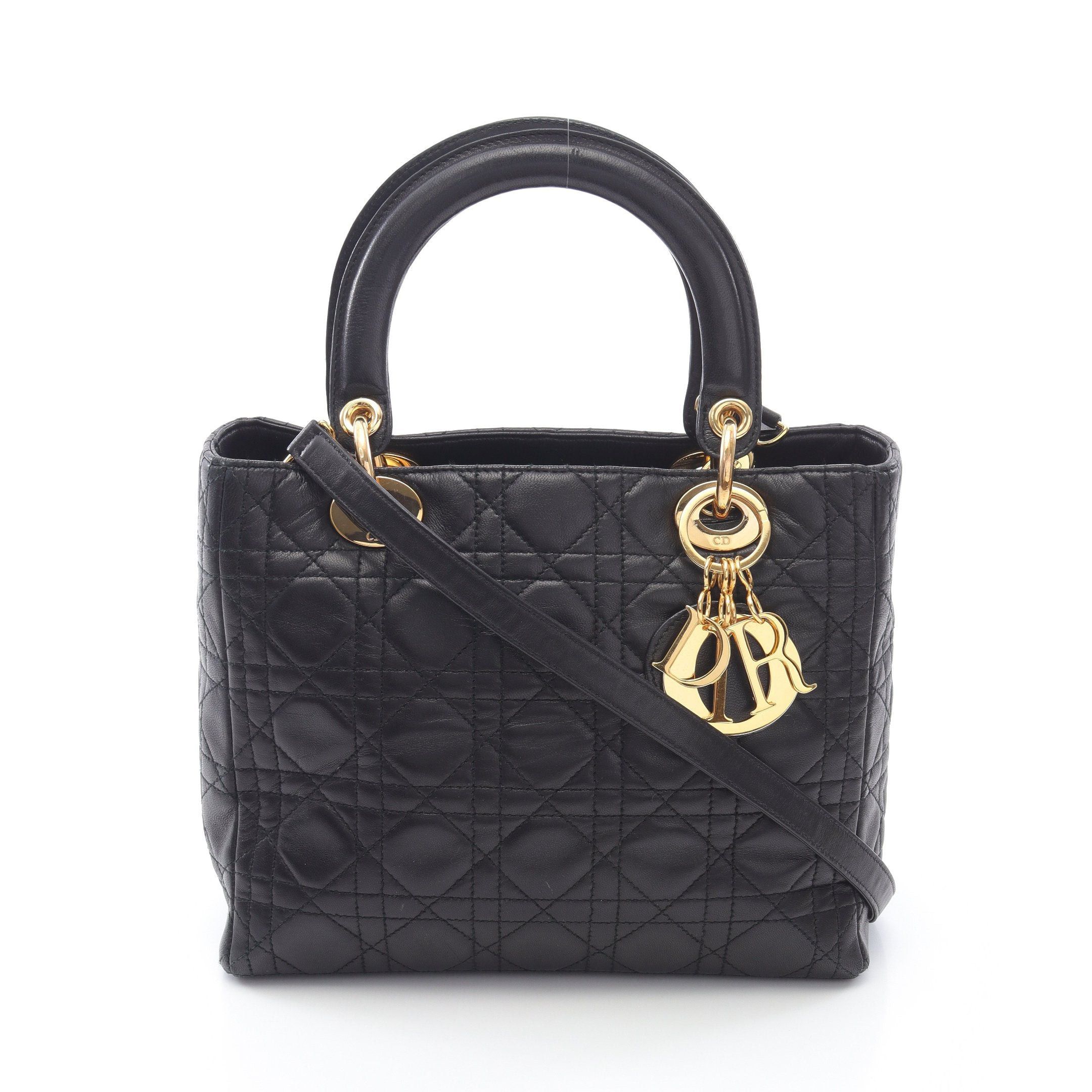 Dior Dior Lady Dior Canage Handbag Leather Black Size ONE SIZE - 1 Thumbnail