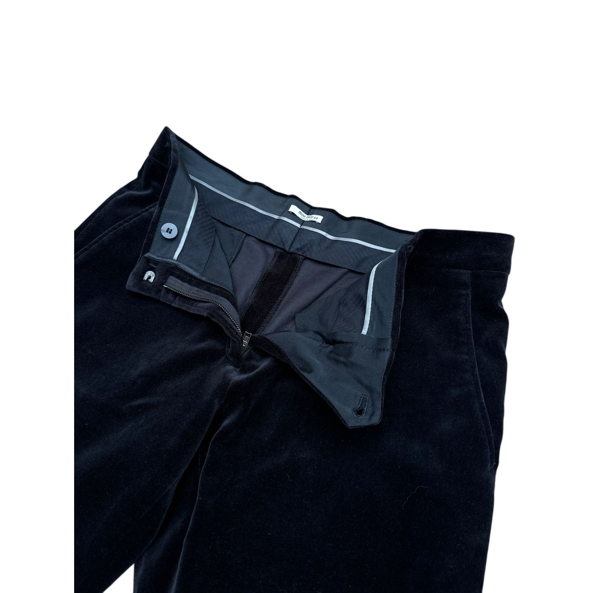 Miu Miu Black Corduroy Velvet Pants Size 30" / US 8 / IT 44 - 2 Thumbnail