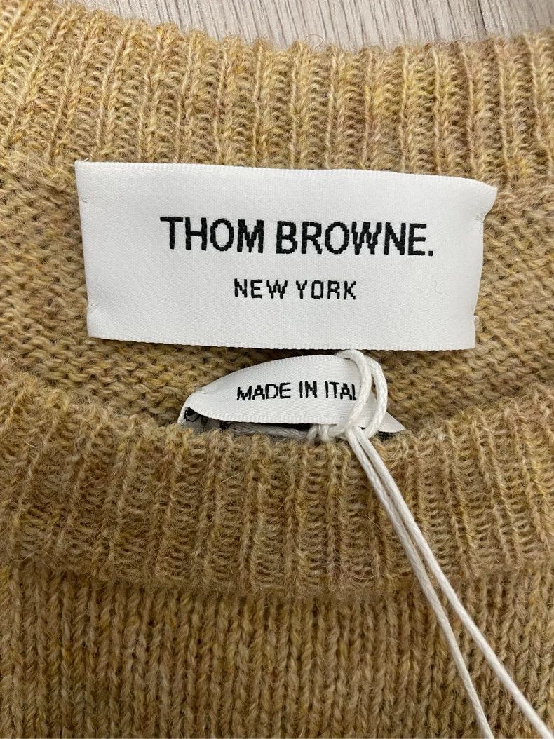 Thom Browne Thom browne Brown four-stripe wool round-neck sweater 2504- Size US M / EU 48-50 / 2 - 5 Thumbnail