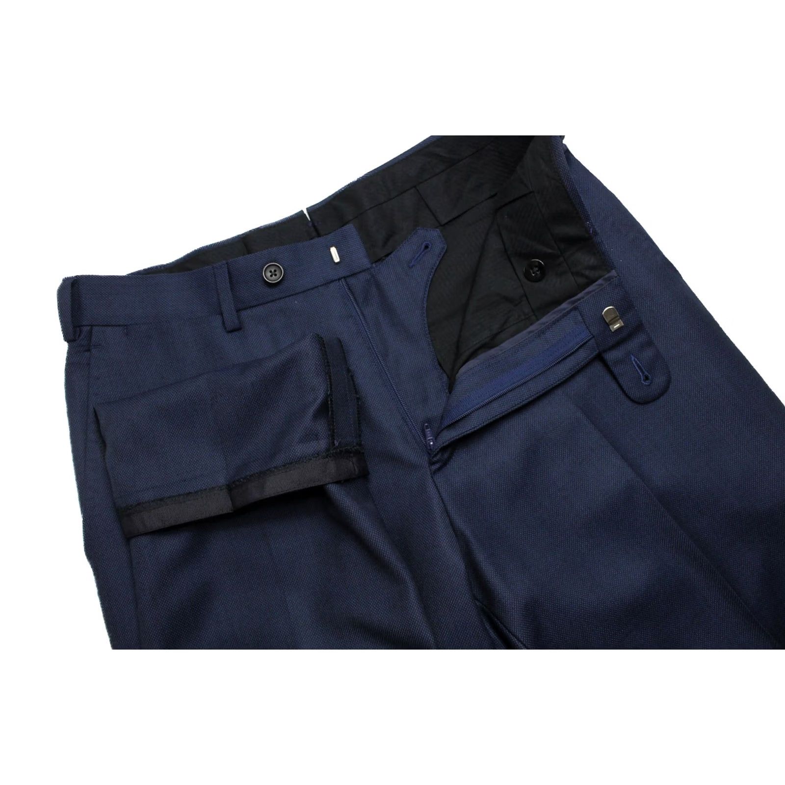 Suitsupply Suitsupply Brescia Trousers Men UK 36S / W30 Wool Pleated Patterned Dark Blue Trousers Mens Blue Patterned Wool Dress Pants UK 36S W30 Size US 36 / EU 52 - 4 Thumbnail