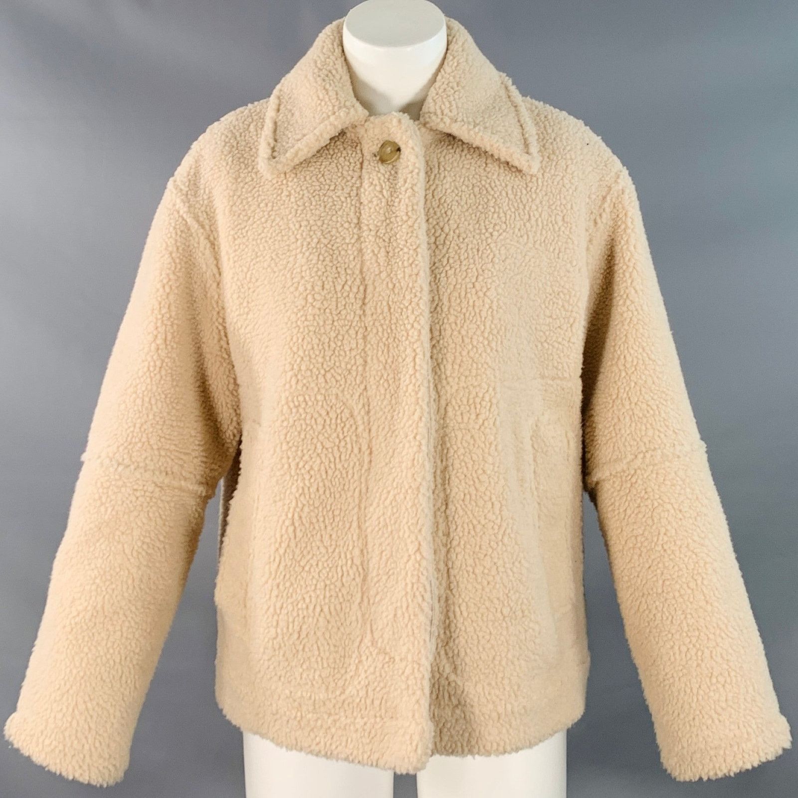 Vince VINCE Size S Cream Faux Shearling Hidden Buttons Jacket Size S / US 4 / IT 40 - 1 Thumbnail
