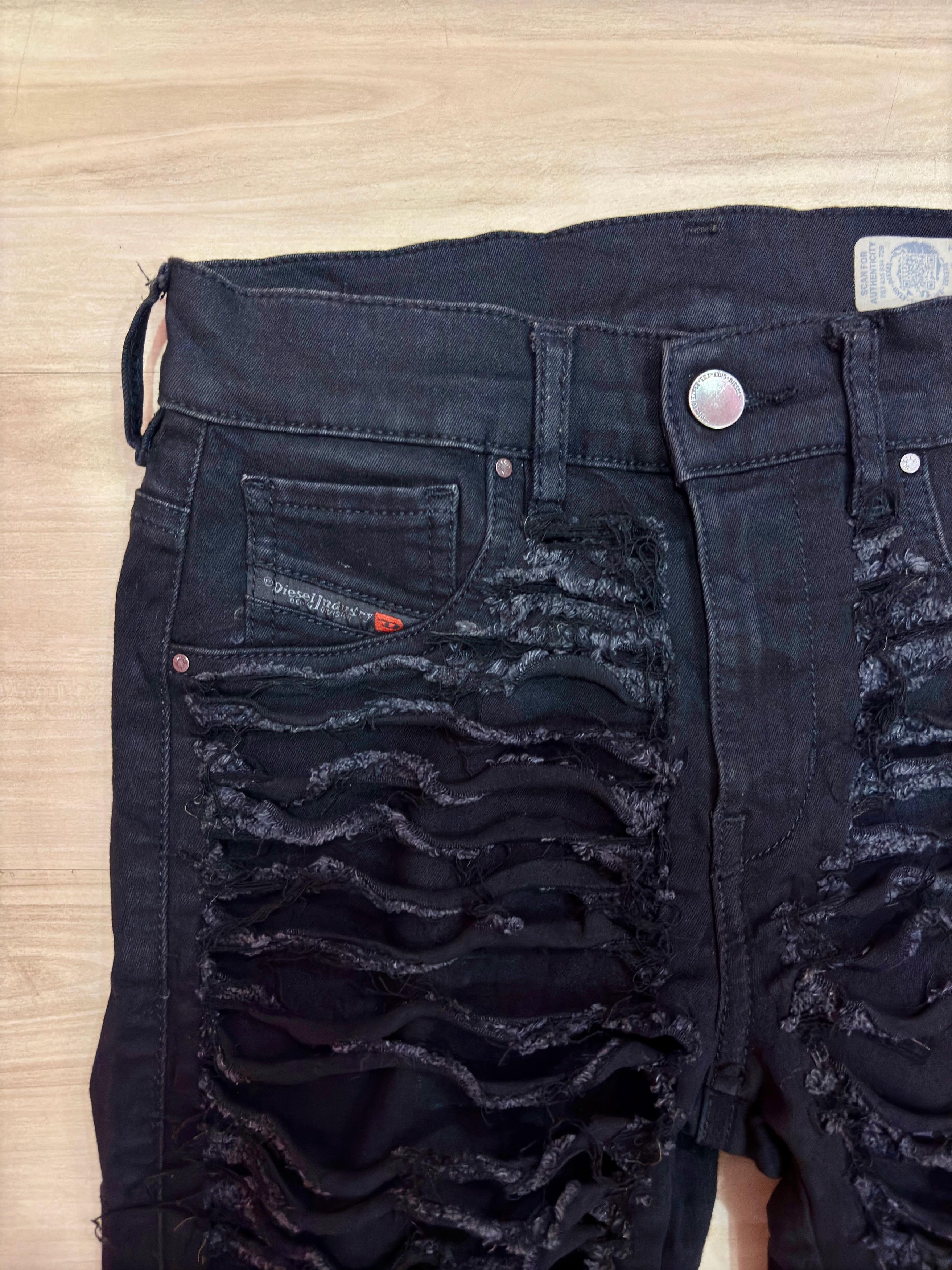 Diesel Diesel Dhary 0686M Jeans Super Tight Black Cracked Stretch Size 24" / US 00 / IT 34 - 7 Thumbnail