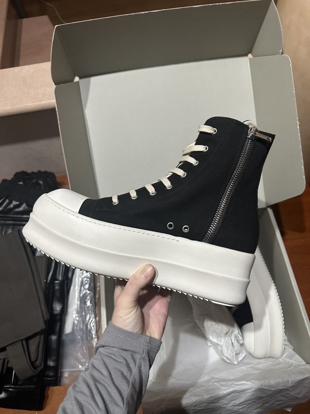 rick owens mega bumper ラモーンズsize 44 Rick Owens Mainline Mega bumper high-top ramones sneakers