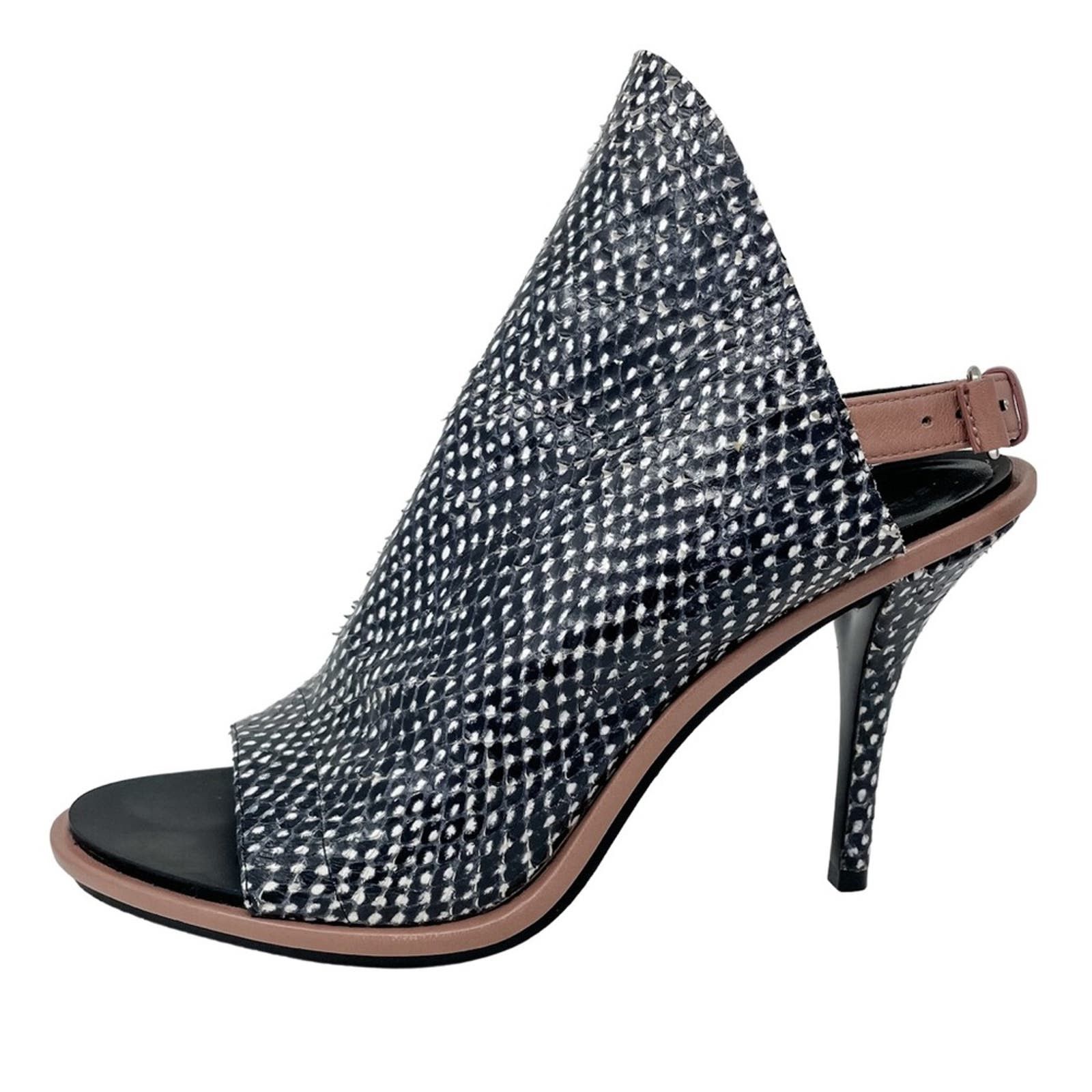 image of Balenciaga Python Snakeskin Glove Sandals Open Toe 38/us 7.5 in Black, Women's