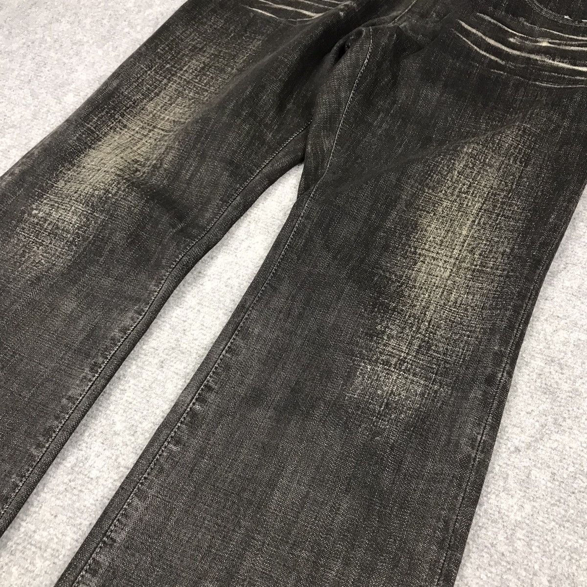 Issey Miyake FLARE🔥TETE HOMME BLACK FADED DENIM BOOTCUT PANTS 149 Size US 30 / EU 46 - 3 Thumbnail