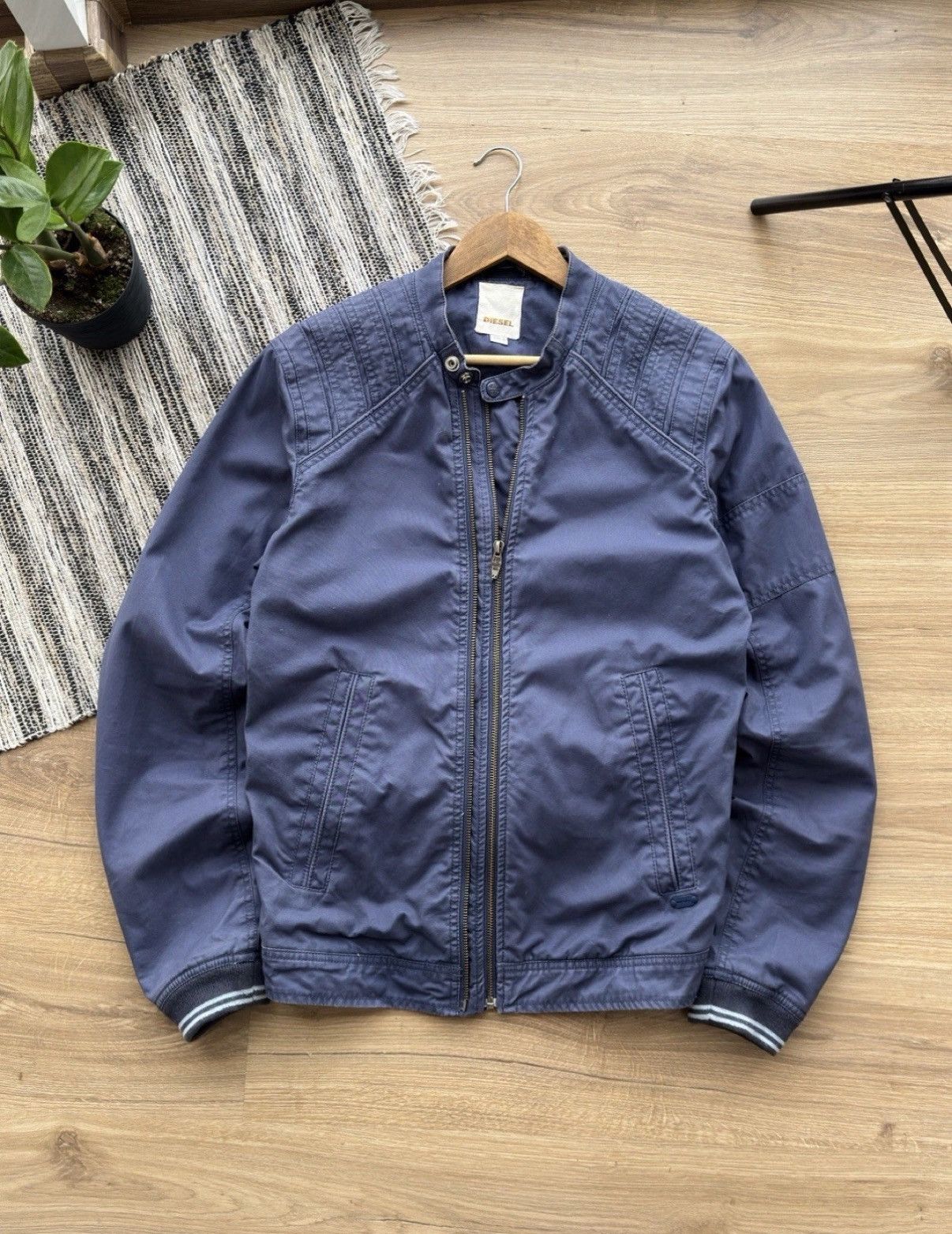 DIESEL VINTAGE BIKER STYLE Y2K RETRO 90s BLUE COTTON JACKET