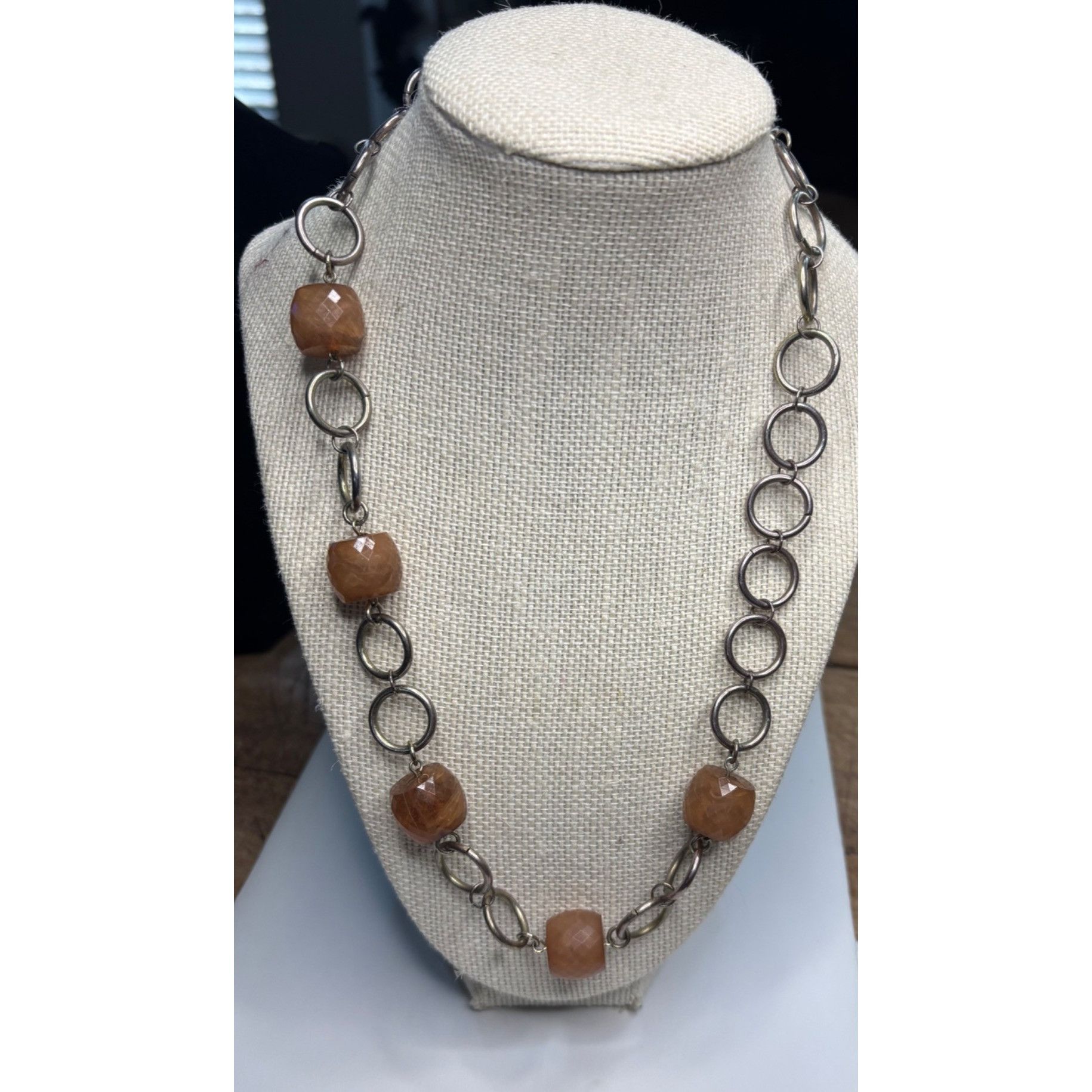 Other Brown Gemstone & Silver Circle Link Necklace Size ONE SIZE - 3 Thumbnail