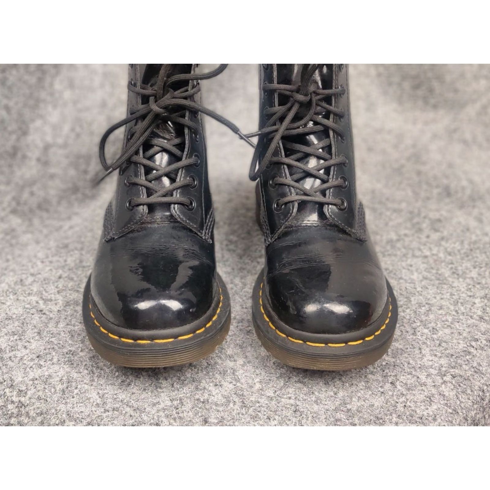 Dr. Martens Dr. Martens 11821 Black Leather Combat Lace Up Boots Women's UK 4 US 6 EU 37 Ankle Patent Patent Black Leather Combat Boots Women Size US 6 / IT 36 - 4 Thumbnail