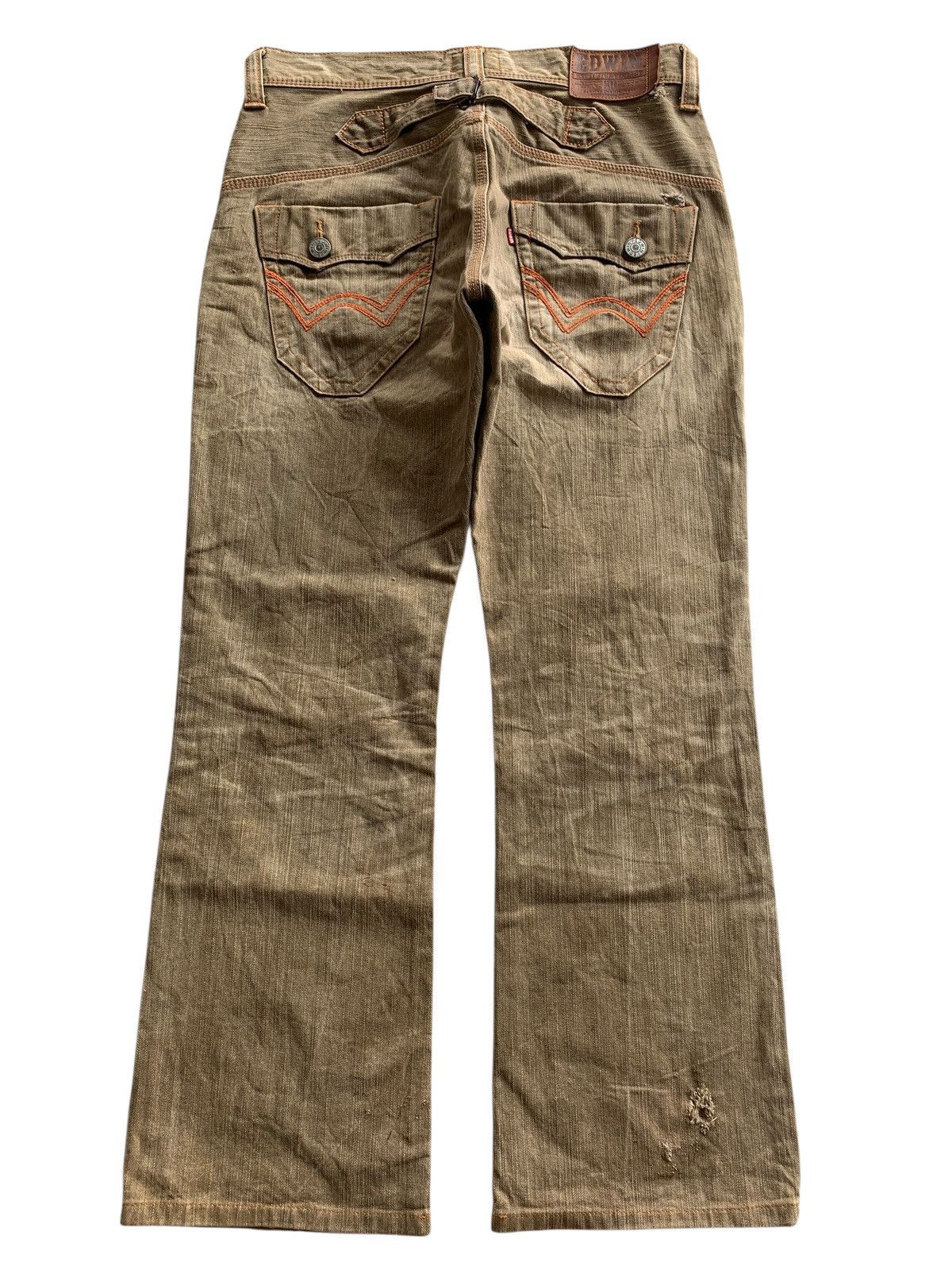 Edwin FLARE EDWIN XV BUCKLE BACK RUSTY JAPANESE DISTRESSED DENIM Size US 33 - 2 Thumbnail