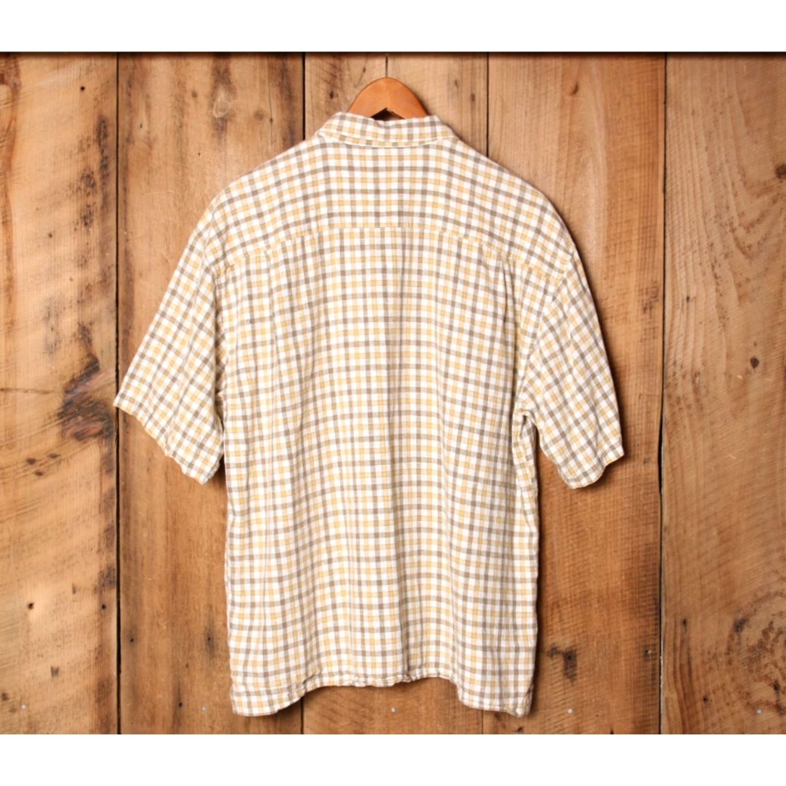 Vintage VINTAGE Arizona Jeans Shirt Mens Short Sleeve Yellow Check Loop Collar Sz L Size US L / EU 52-54 / 3 - 5 Thumbnail