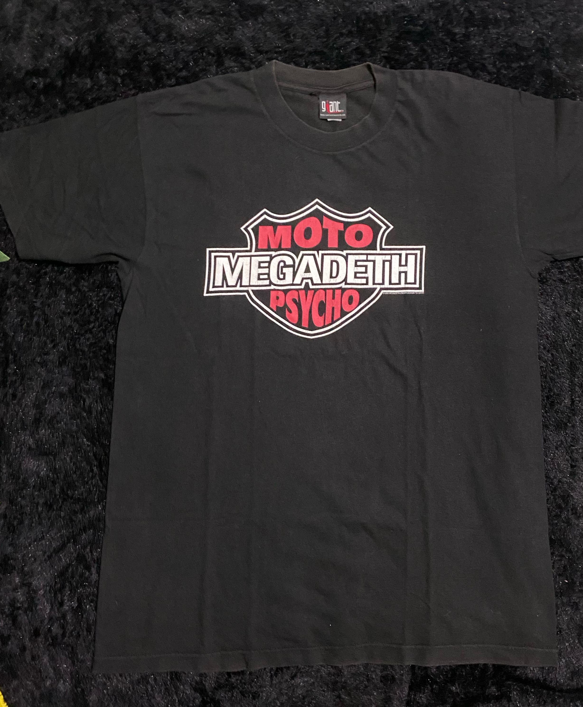 Giant × Megadeth × Vintage Vintage Megadeth Moto Psycho Shirt Size US XL / EU 56 / 4 - 1 Thumbnail