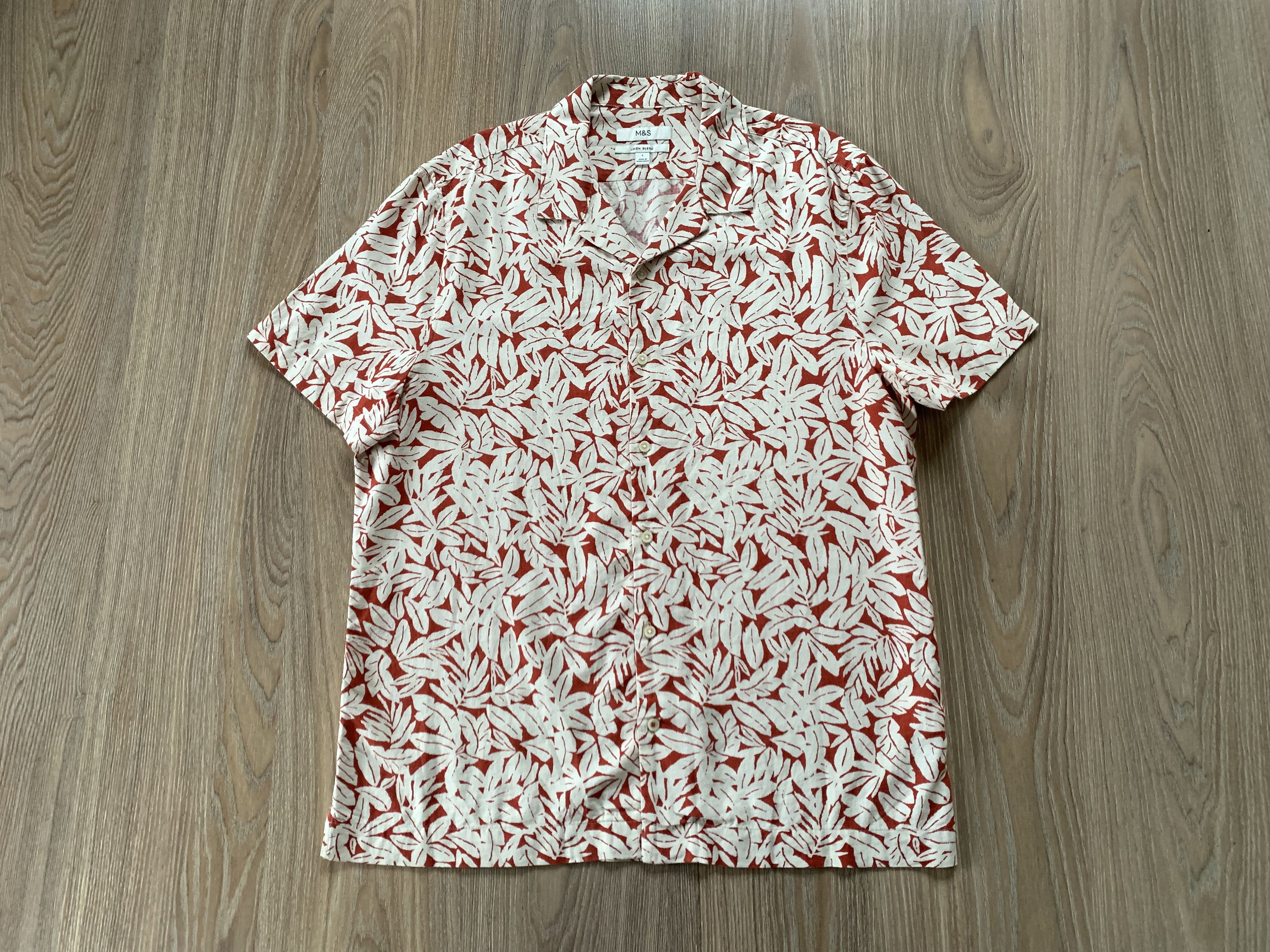 Marks & Spencer Marks & Spencer Linen Blend Printed Hawaiian Shirt Size US L / EU 52-54 / 3 - 2 Thumbnail