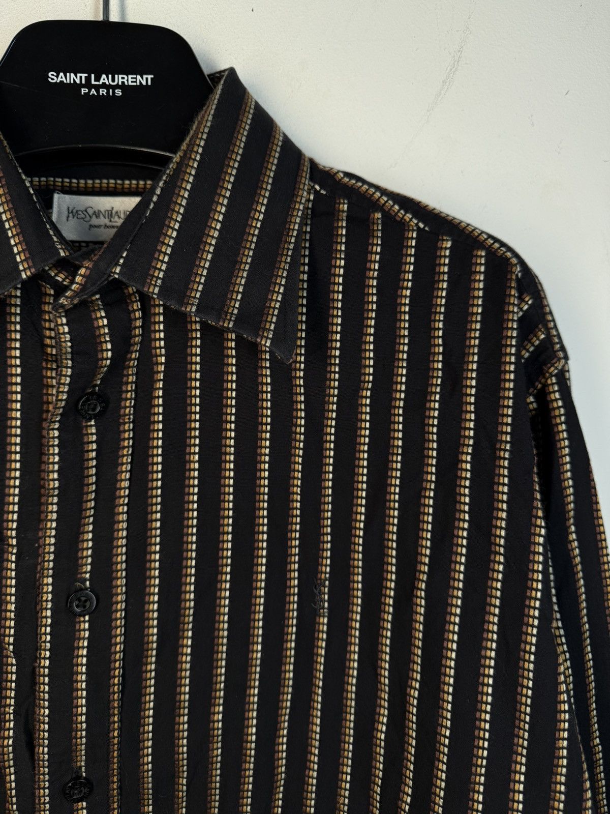 Yves Saint Laurent Black YSL Shirt Striped Button Up Dress Shirt Casual Collar Size US M / EU 48-50 / 2 - 14 Thumbnail