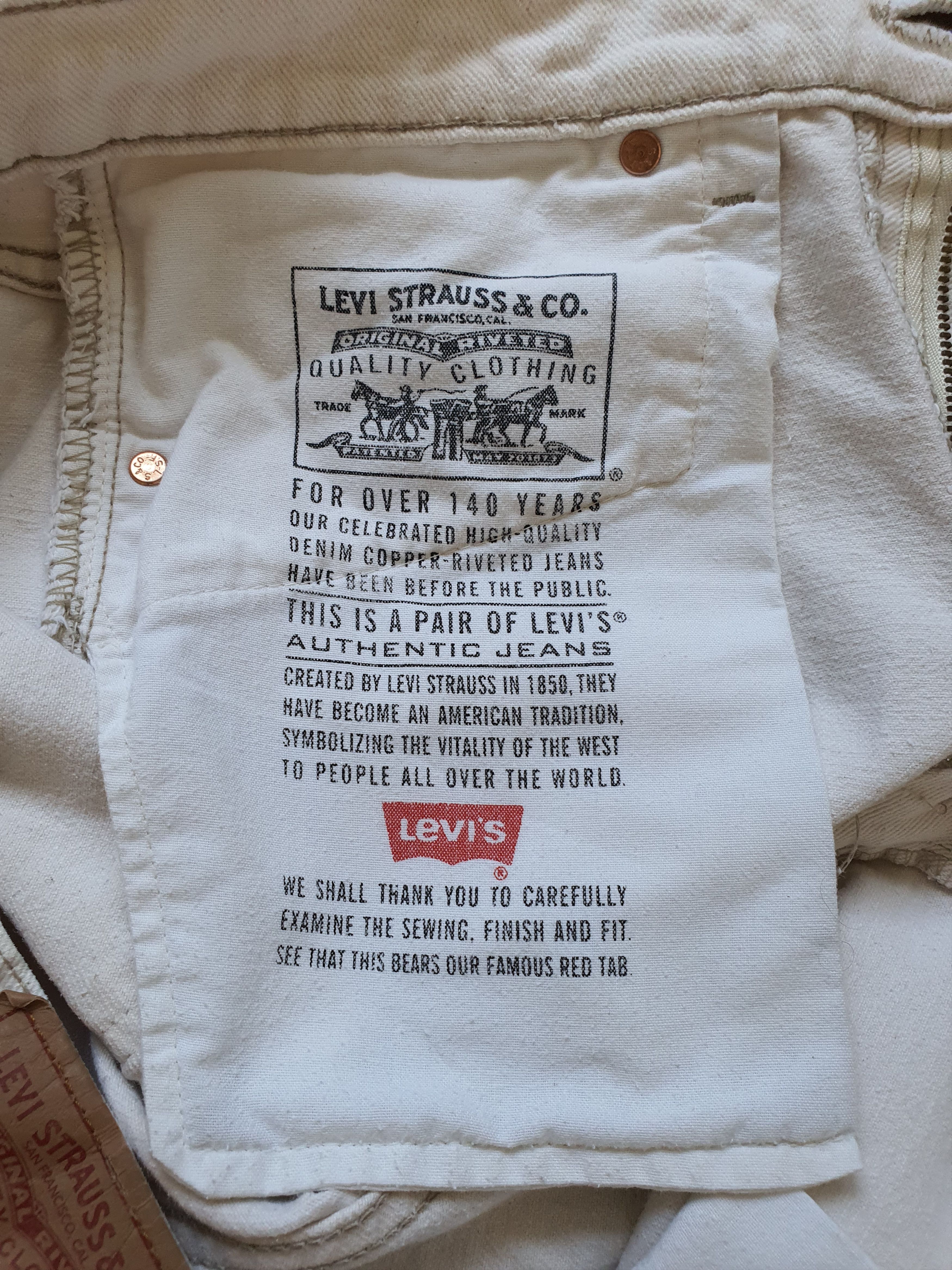 Levi's Vintage (Made in USA) 550 Denim Jeans - Cream White Size US 33 - 8 Thumbnail