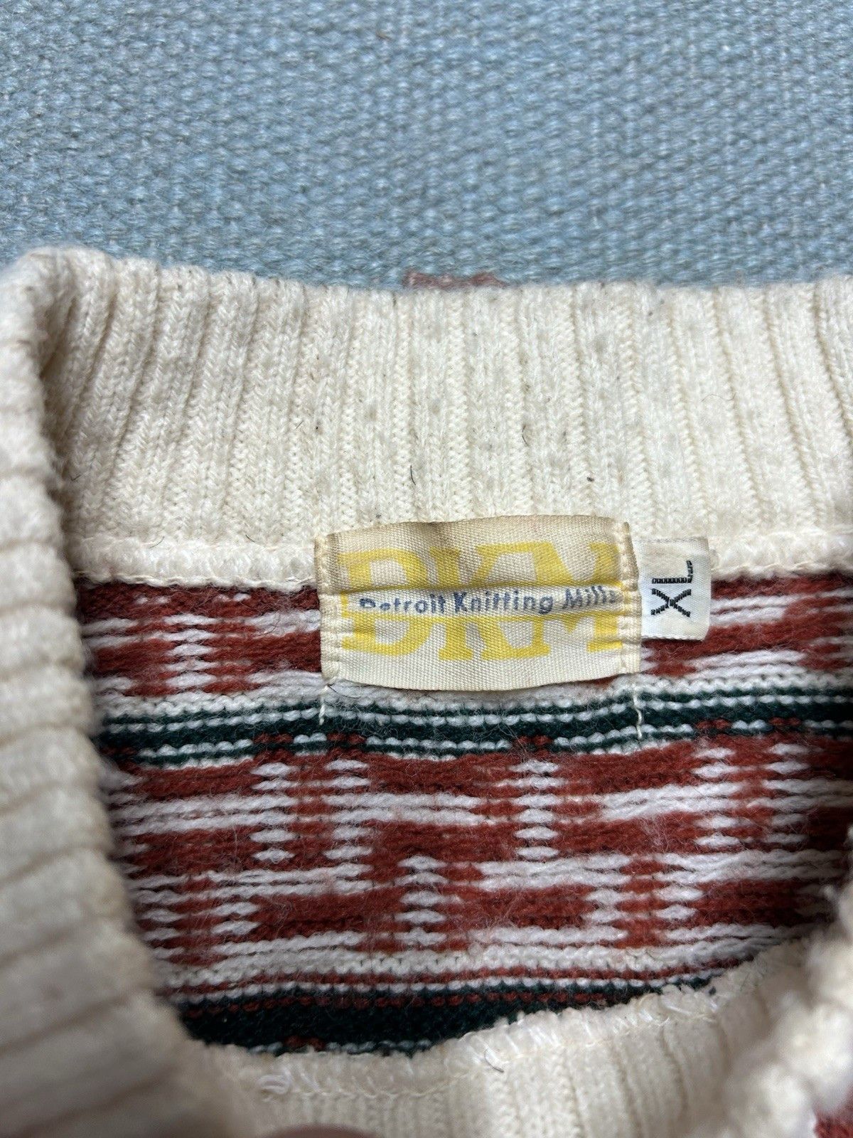 Vintage 70s acrylic knit sweater Detroit knitting mills geometri XL Size US XL / EU 56 / 4 - 6 Thumbnail