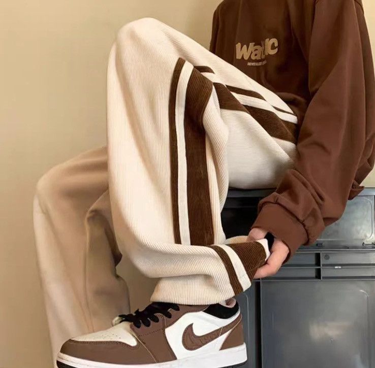 Japanese Brand Beige Color Baggy Striped Sweatpants Size US 28 / EU 44 - 4 Thumbnail
