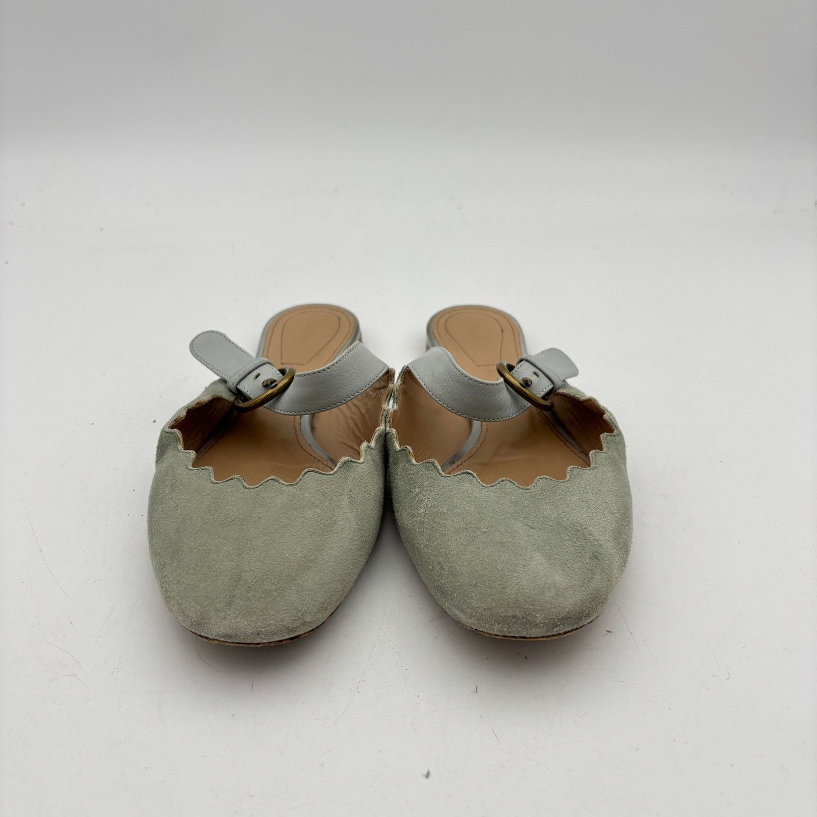 Chloe Chloe Lauren Mules Scalloped Suede Mary Jane Flats 36 US 6 Size US 6 / IT 36 - 2 Thumbnail