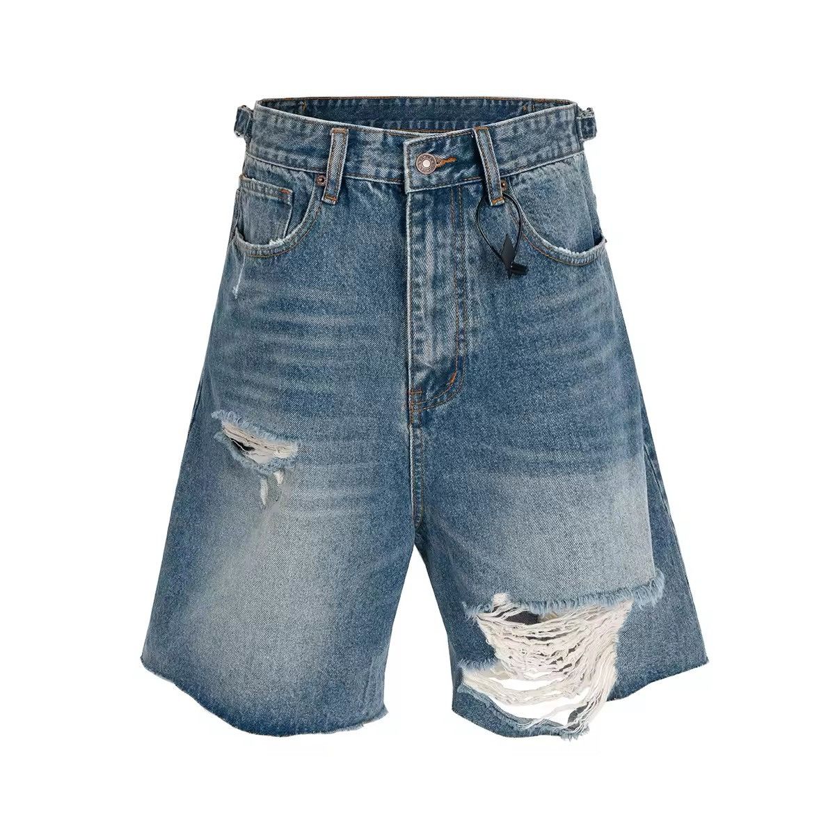 Japanese Brand × Jean Hole Washed Fringe Denim Shorts Size US 34 / EU 50 - 1 Thumbnail