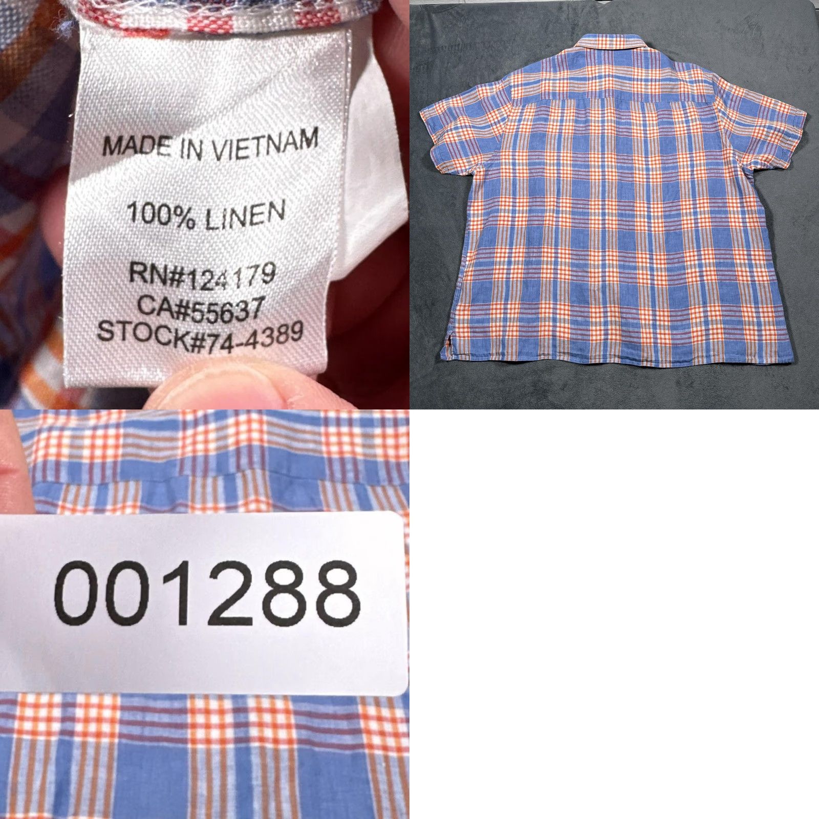 Johnston & Murphy Johnston & Murphy Men's Short Sleeve Linen Shirt 3XL Blue Orange Plaid Summer Casual Size US XXL / EU 58 / 5 - 8 Thumbnail