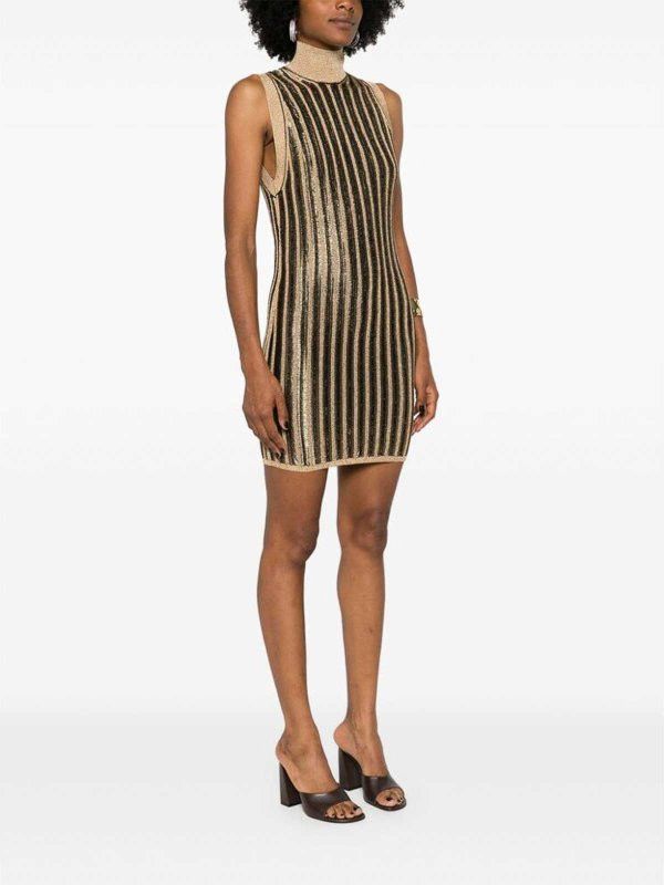 Tom Ford o1y0126 Midi Dress in Gold/Black Size L / US 10 / IT 46 - 2 Thumbnail