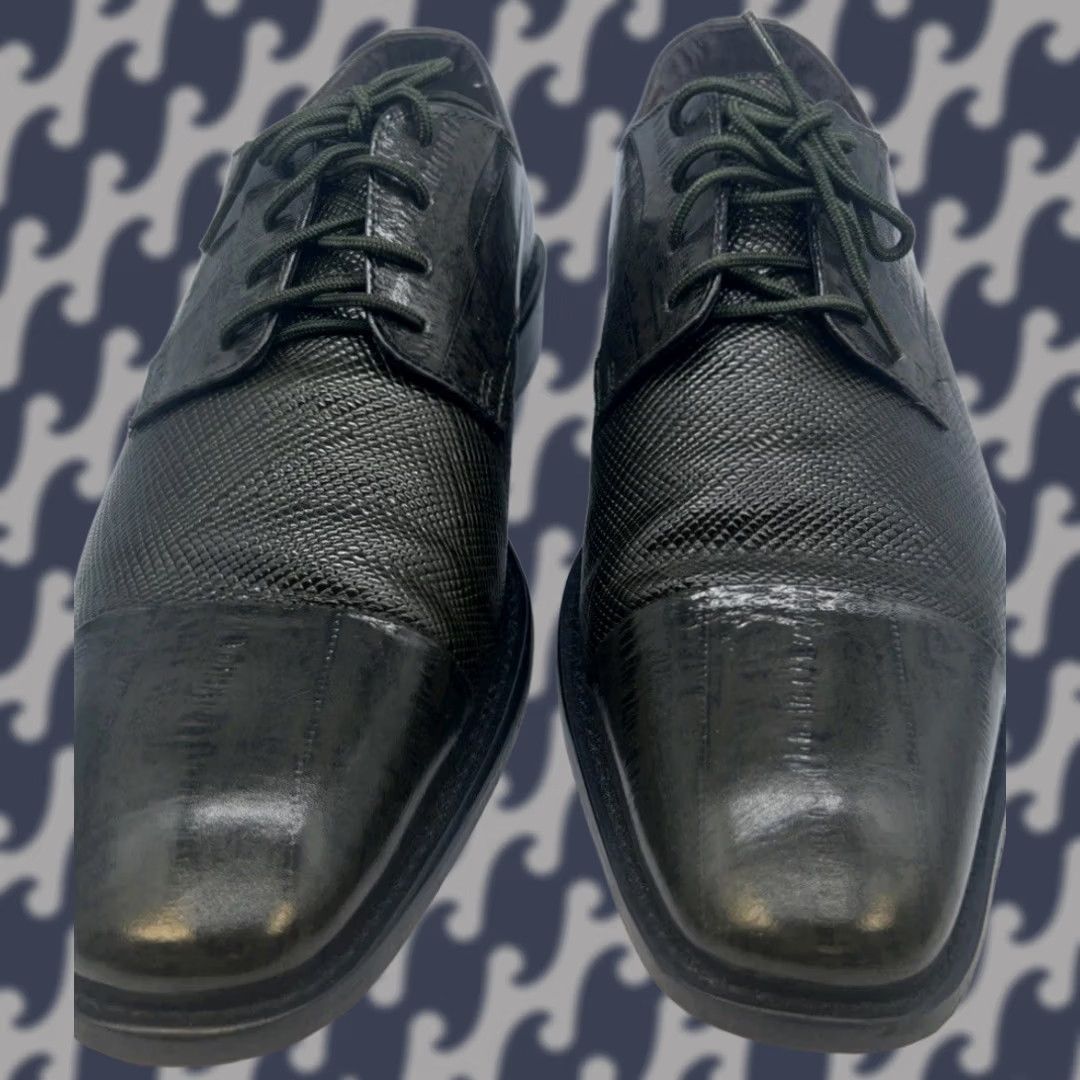Stacy Adams Stacy Adams Dress Shoes Oxford Cap Toe Lace Up Men 11.5 Olive Green Textured Leather Square Toe Size ONE SIZE - 1 Thumbnail