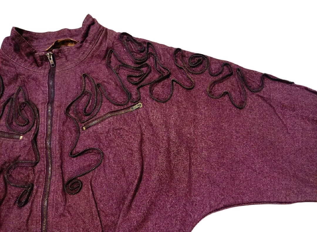 Isamu Katayama Backlash Archive Full Lace Western Maroon DenimJacket iron Multi Zip Size US L / EU 52-54 / 3 - 11 Thumbnail