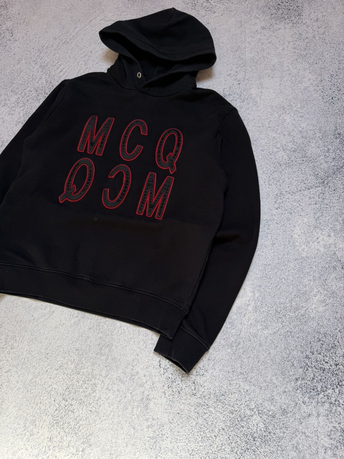 Alexander McQueen Alexander McQueen McQ Big Logo Black Distressed Hoodie Black Size US M / EU 48-50 / 2 - 2 Thumbnail