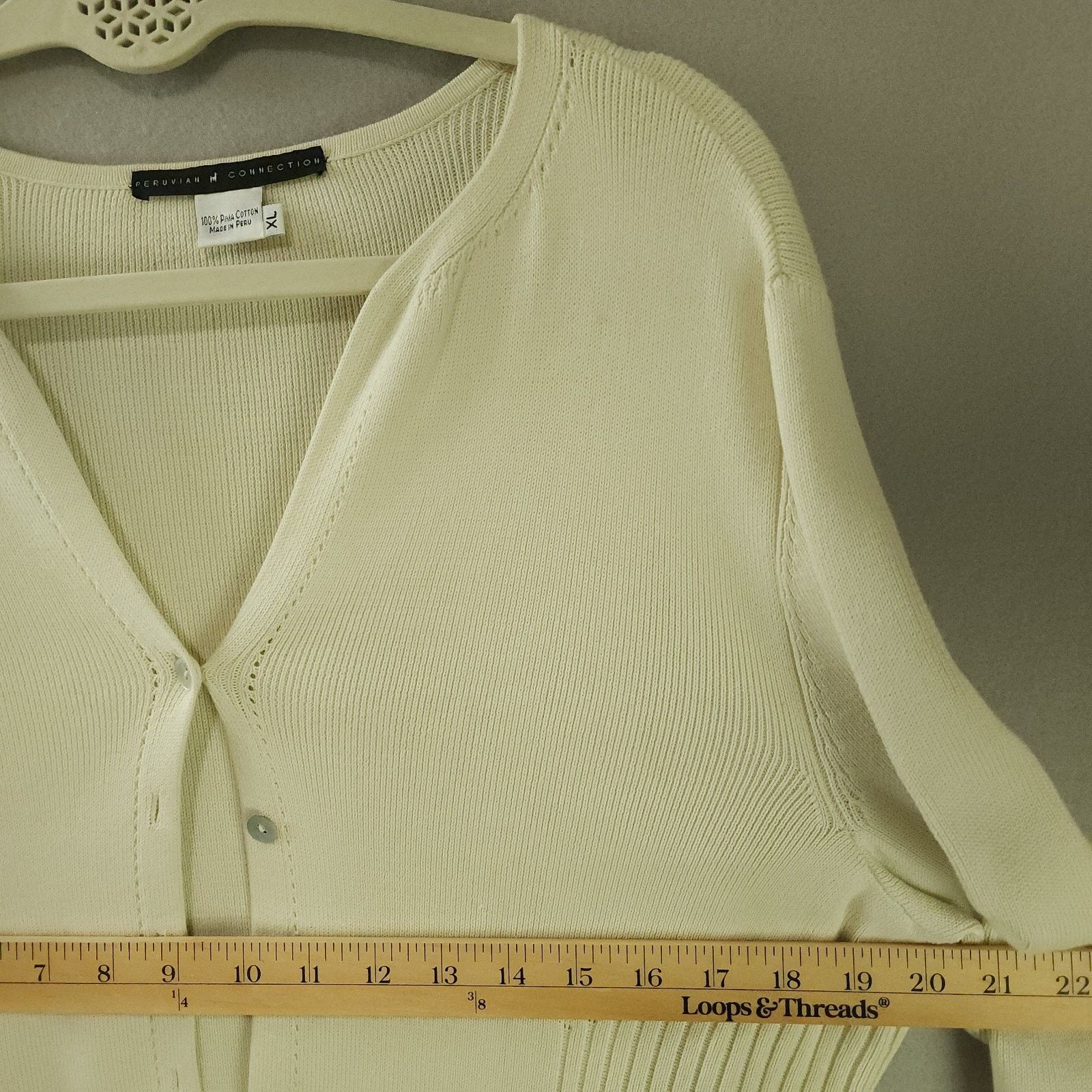 Other Peruvian Connection Cardigan Cream XL Button-Up 100% Pima Size XL / US 12-14 / IT 48-50 - 4 Thumbnail