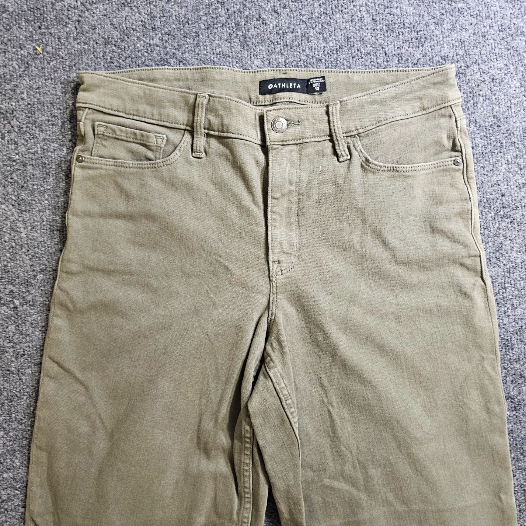 Athleta Athleta Jeans Womens 12 Green Mid Rise Tapered Stretch Denim Casual Size 34" / US 12 / IT 48 - 3 Thumbnail