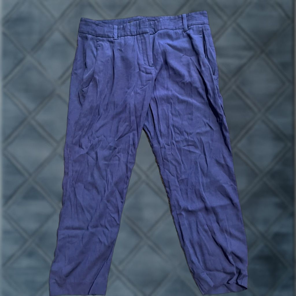 Theory Theory Capris Pants Women Sz 4 Blue Viscose Zipper Pockets Inseam 23" Regular Rise 8.5-10.5" Jersey Casual Business Women Size 27" / US 4 / IT 40 - 1 Thumbnail