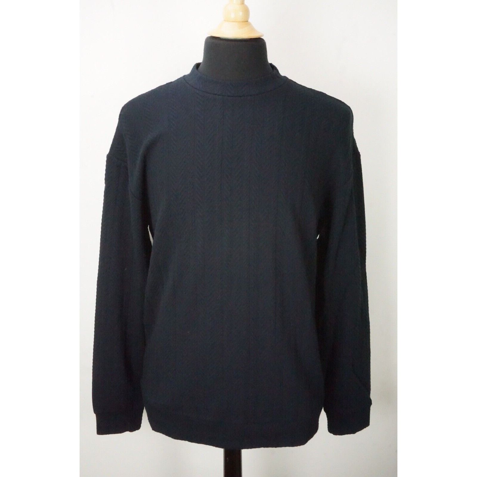 Giorgio Armani Giorgio Armani Black Label Cotton Blend Navy Textured Sweate Size US M / EU 48-50 / 2 - 1 Thumbnail