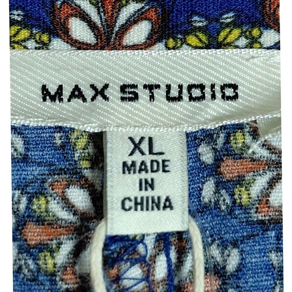 Vintage MAX STUDIO Jumpsuit Short Sleeve Collared Women XL Blue Floral Pattern NWT Size 40" / US 18 - 4 Thumbnail