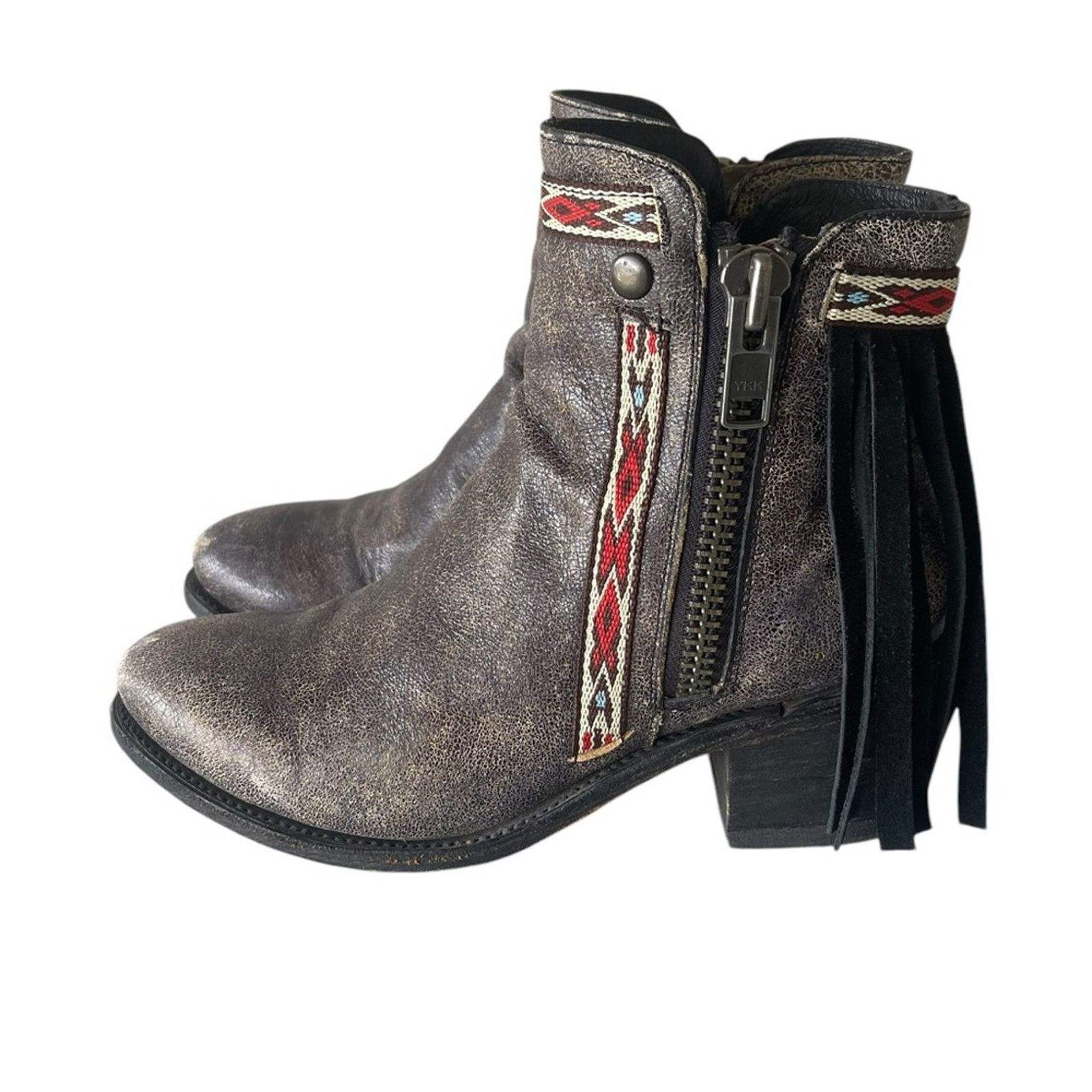 Corral Corral Womens Distressed Leather Fringe Ankle Boots Sz 7 Size US 7 / IT 37 - 3 Thumbnail