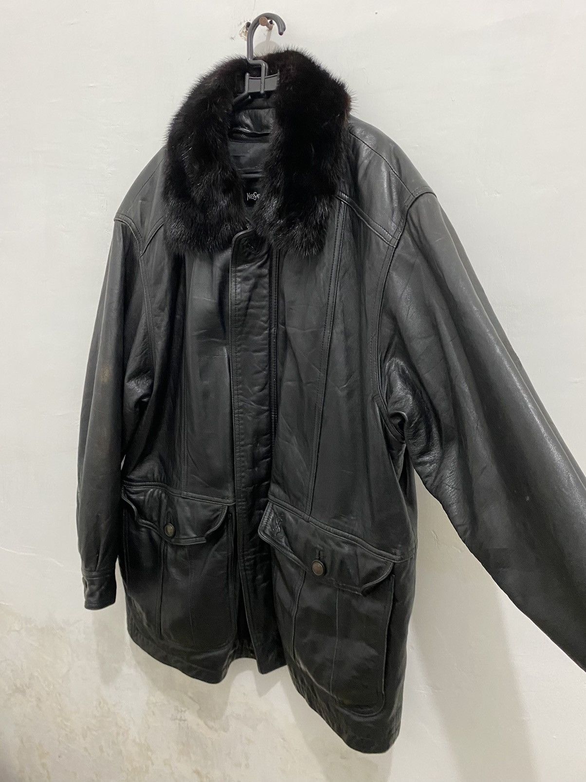 Saint Laurent Paris 💥Leather💥Yves Saint Laurent Leather Coat Size US L / EU 52-54 / 3 - 12 Thumbnail