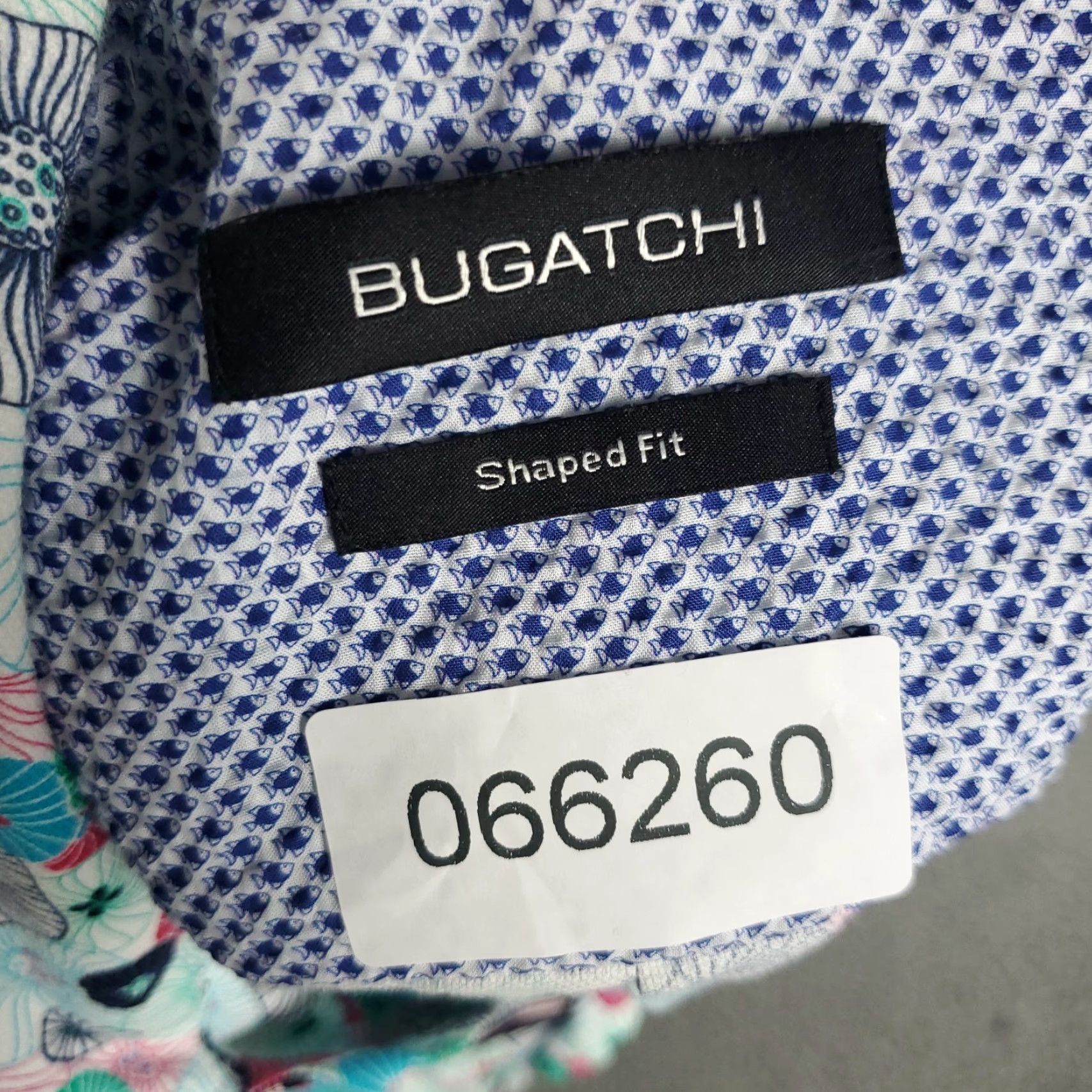 BUGATCHI Bugatchi Shirt Mens Large Blue Floral Camp Collar Shaped Fit Button Up Size US L / EU 52-54 / 3 - 8 Thumbnail