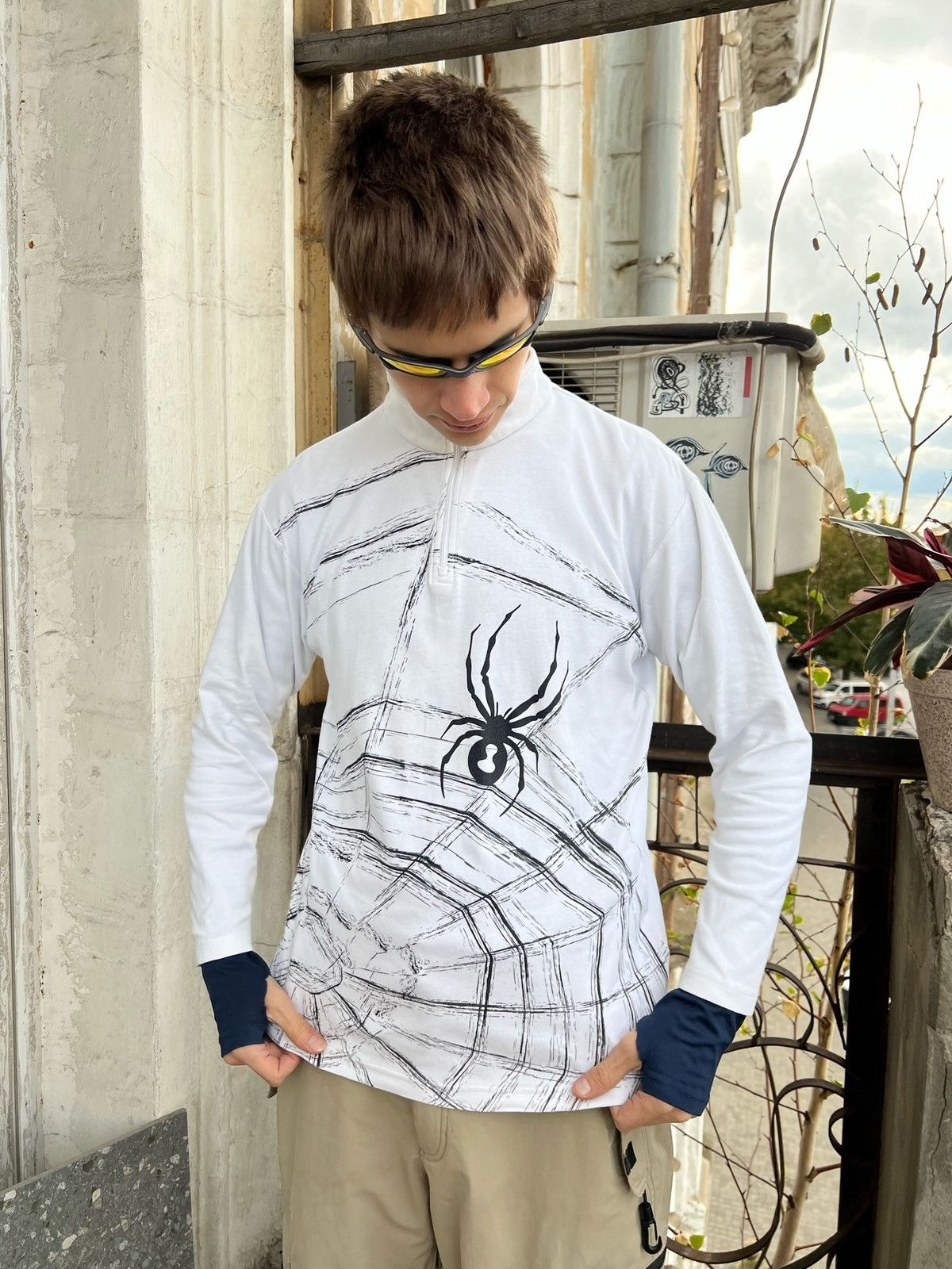 Japanese Brand × Vintage 🕸🕷 Spider web pattern longsleeve thermal Size US M / EU 48-50 / 2 - 4 Thumbnail