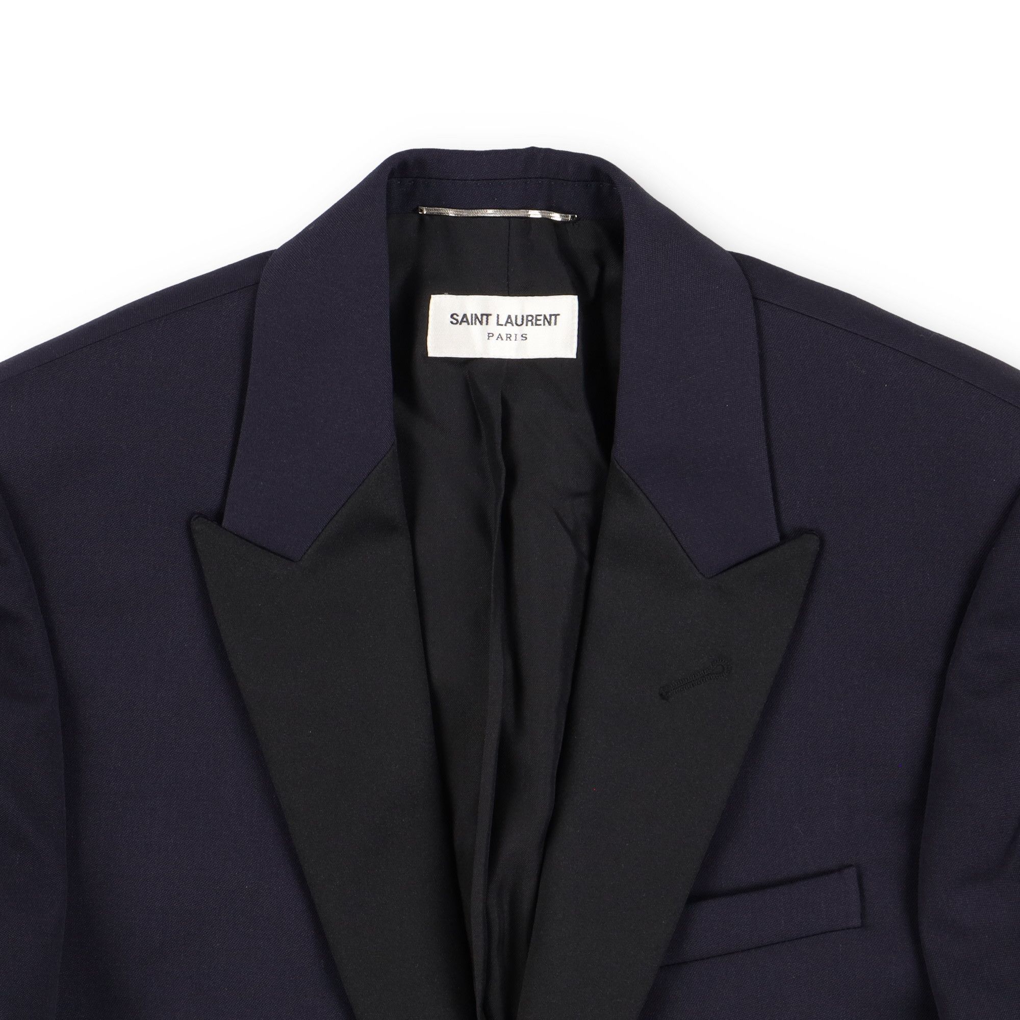 Saint Laurent Paris Navy Blue Peak Lapel Tuxedo Blazer Size US XS / EU 42 / 0 - 5 Thumbnail