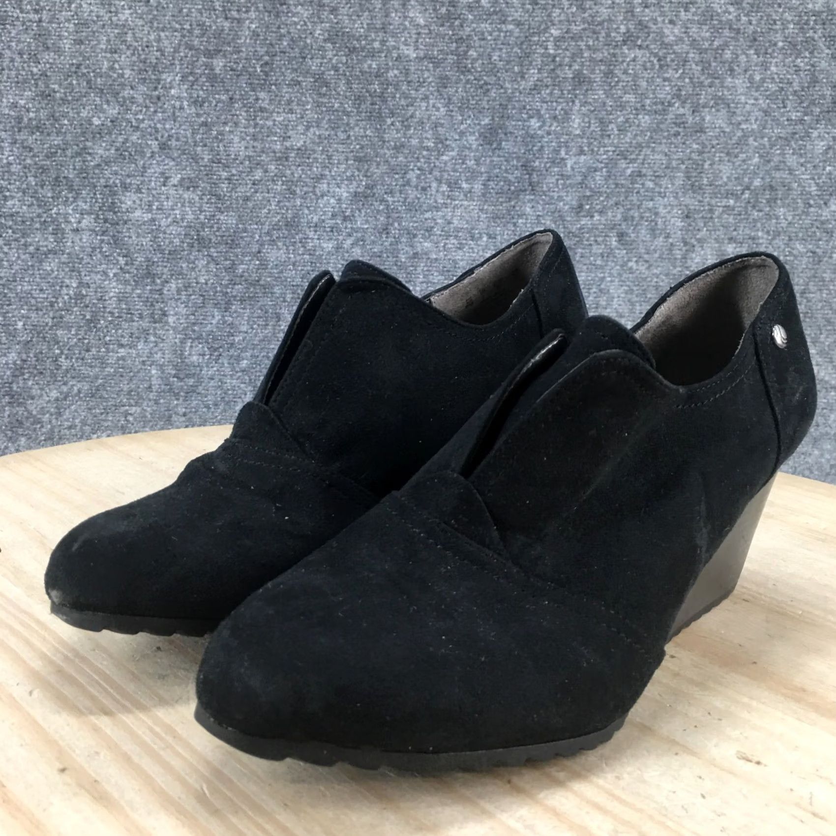 Vintage Lifestride Ankle Boots Womens 9M Black Suede Wedge Heel Casual Bootie Shoes Size US 9 / IT 39 - 7 Thumbnail