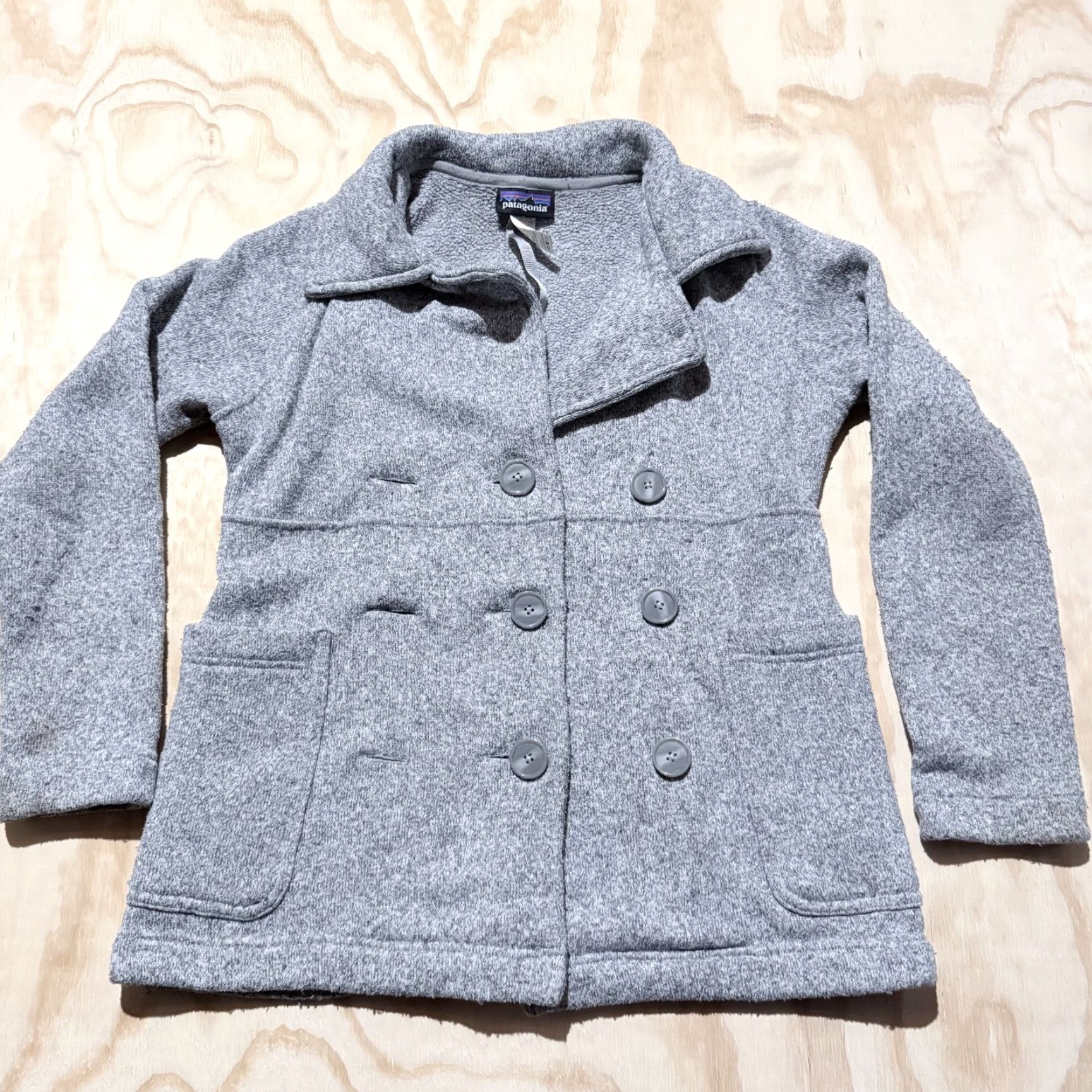 Patagonia Peacoat Jacket Women's Size Small Gray Fleece Double Breasted Better Sweater - Mens?